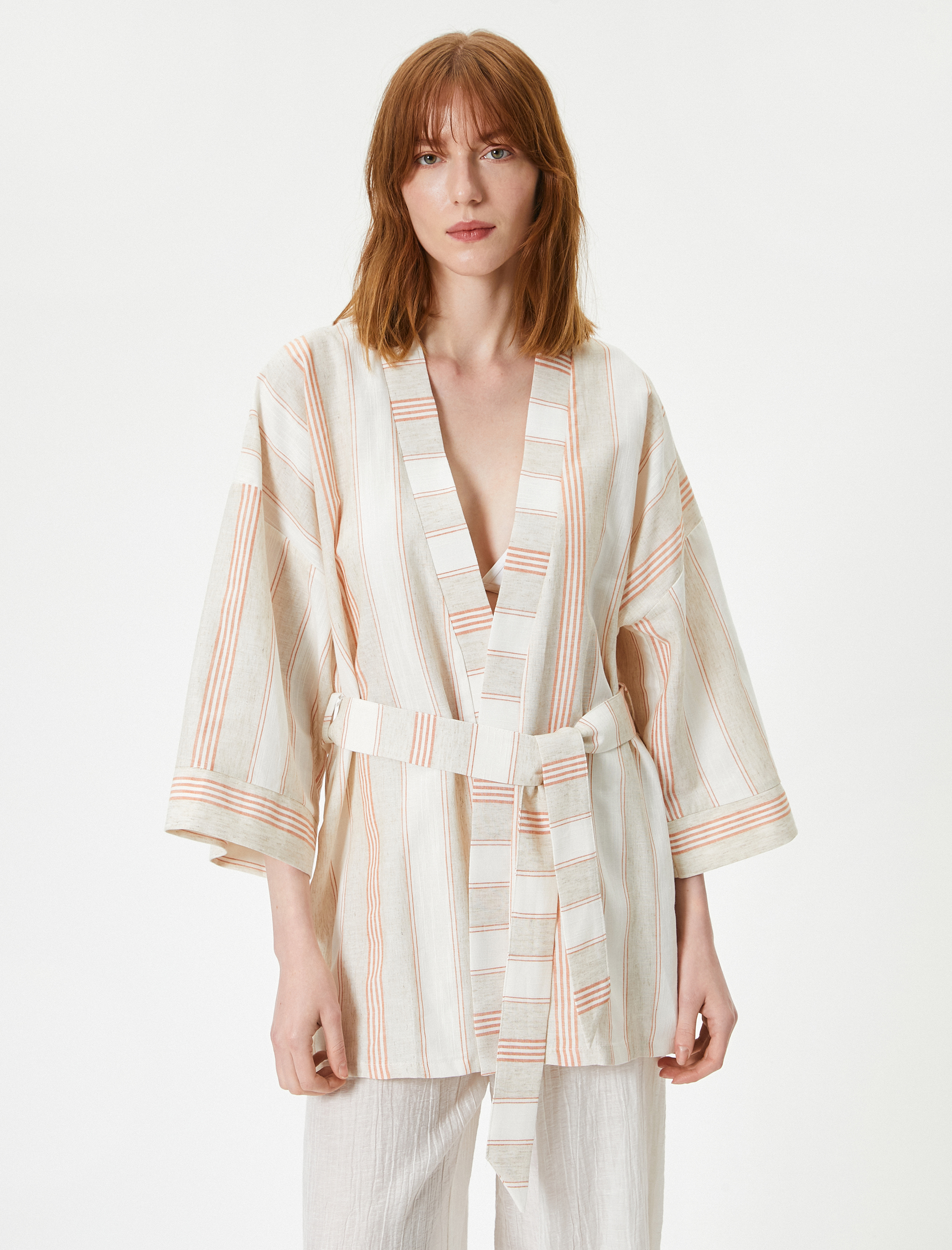   Bol Kalıp Kimono Geniş Kollu Kuşaklı