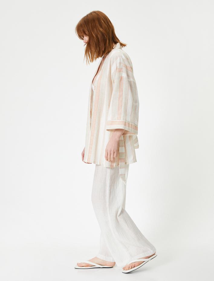  Bol Kalıp Kimono Geniş Kollu Kuşaklı