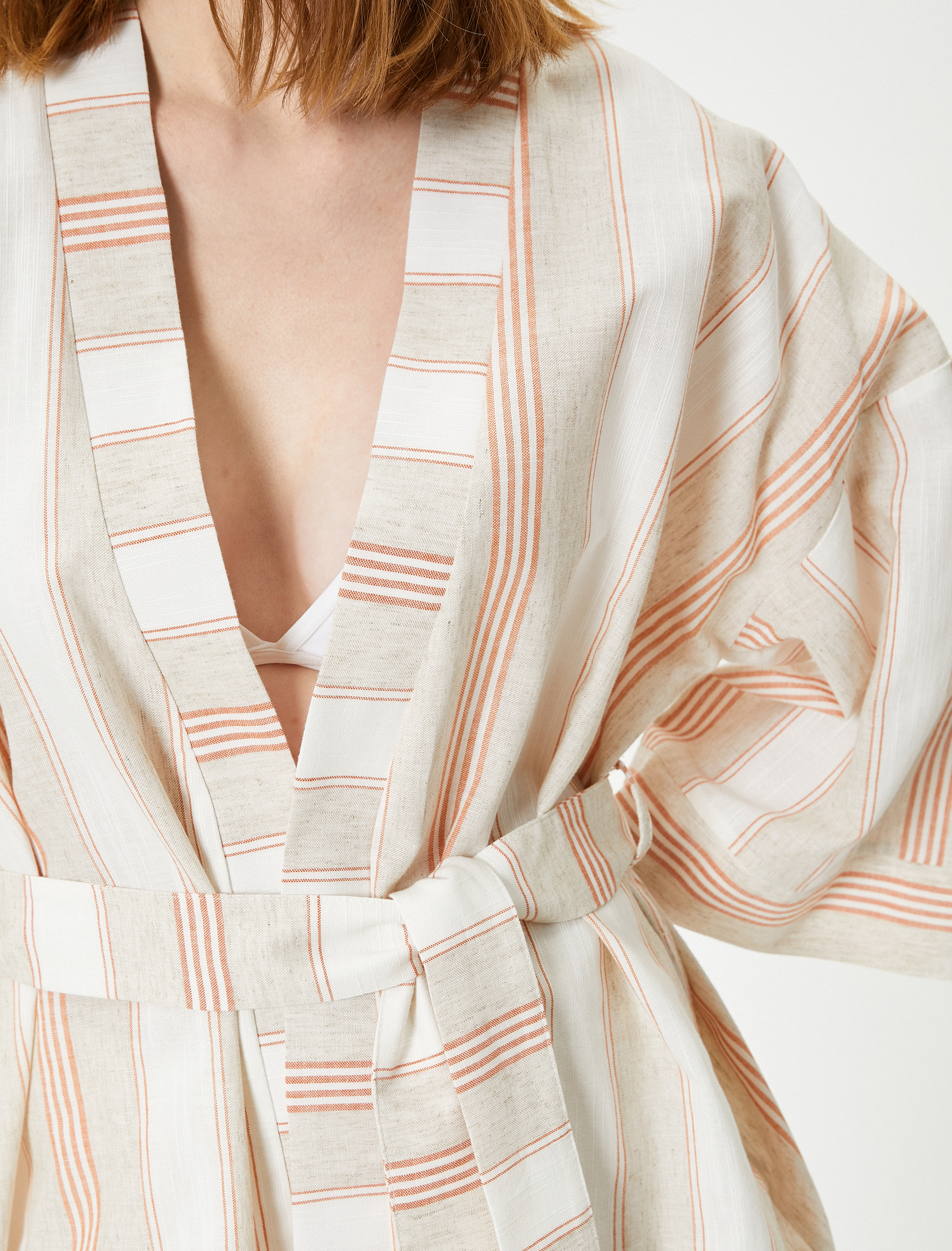   Bol Kalıp Kimono Geniş Kollu Kuşaklı