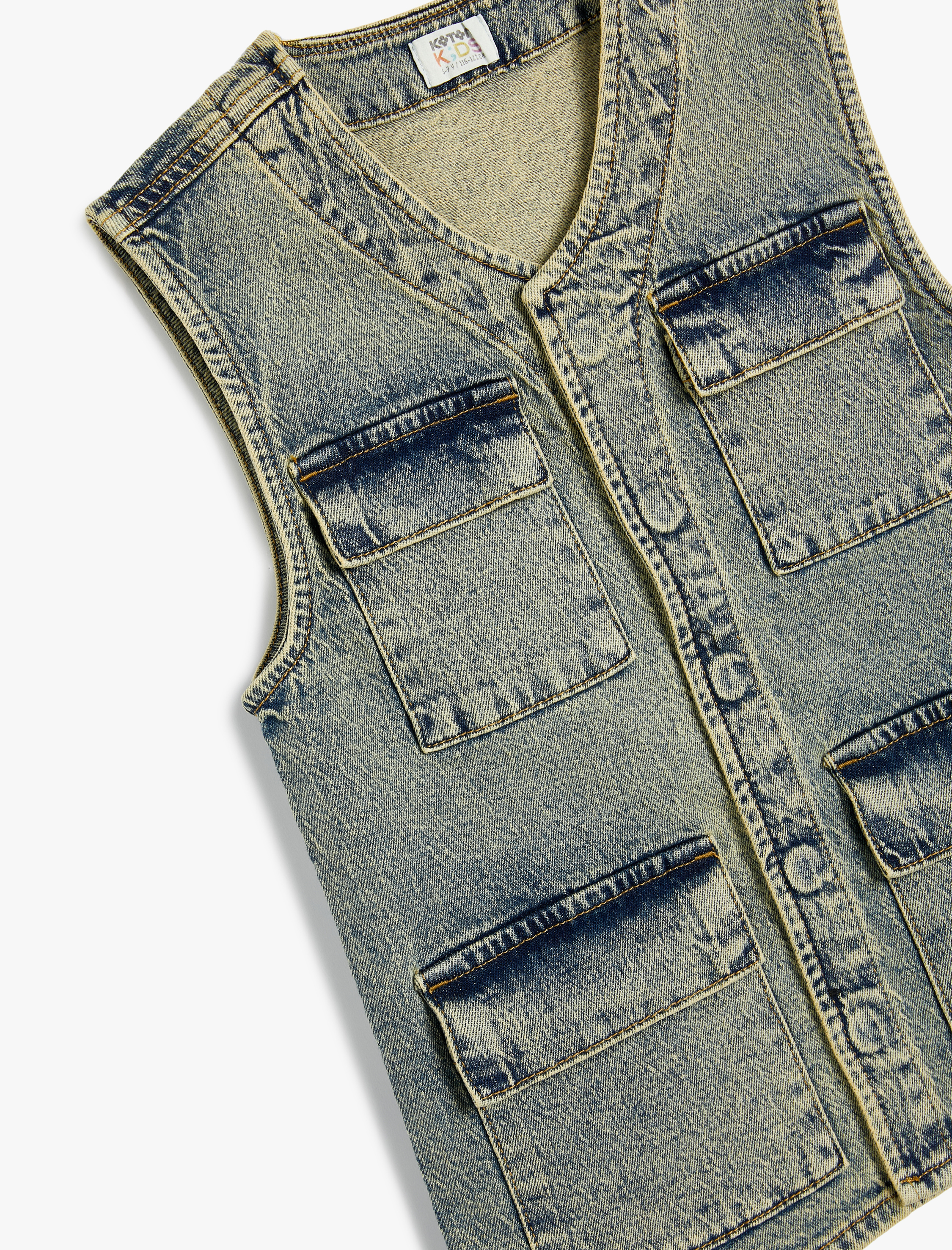  Erkek Çocuk Oversize Kot Yelek Kapaklı Cepli