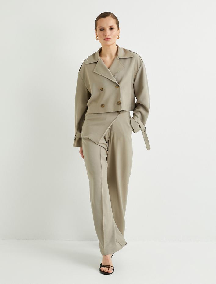  Bol Paça Pantolon Viskon Karışımlı Yüksek Bel