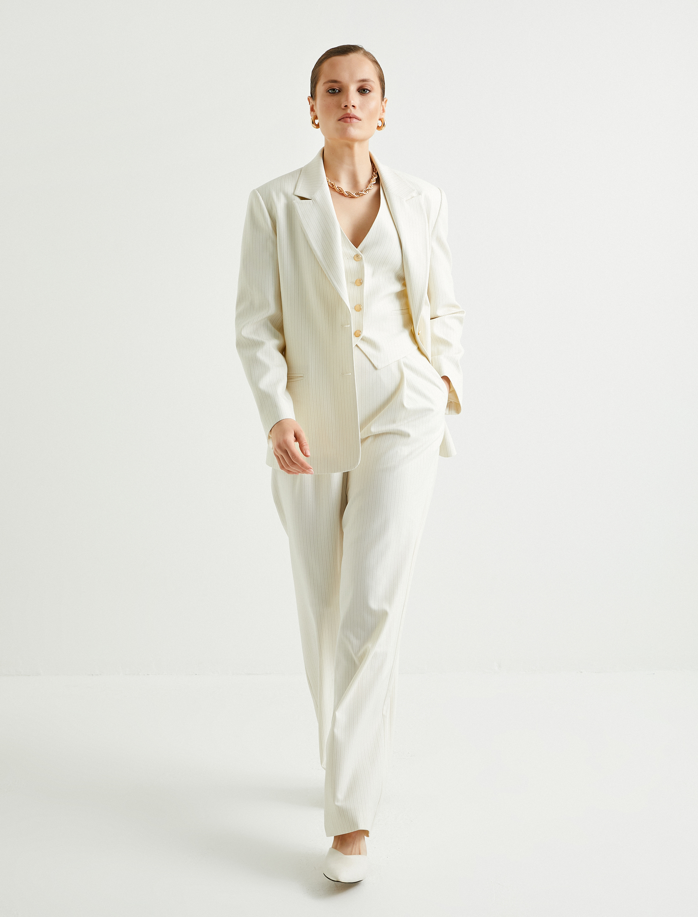   Palazzo Pantolon Bol Paça Yüksek Bel Kapaklı Cepli