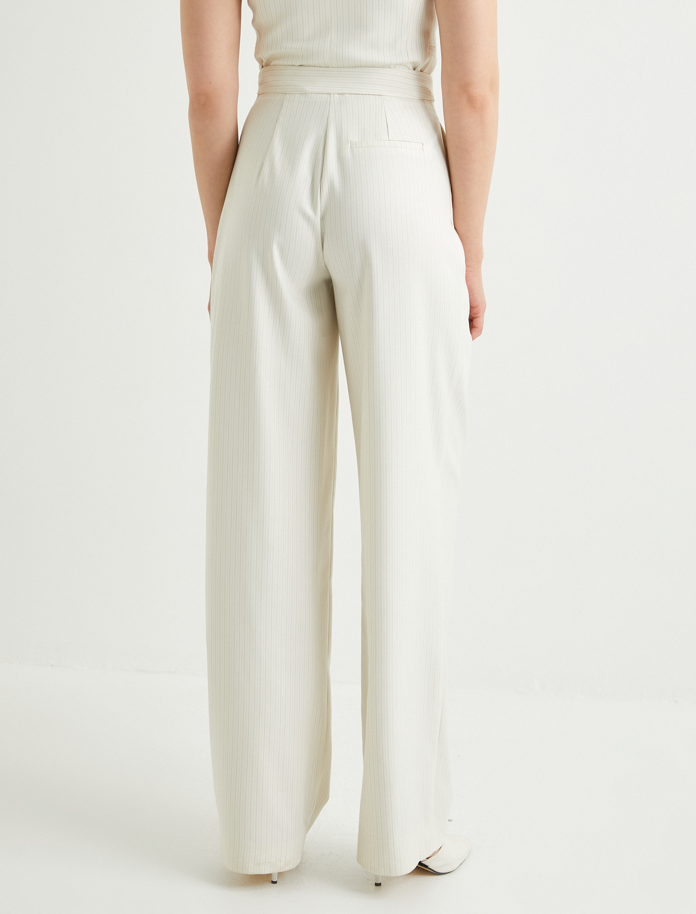   Palazzo Pantolon Bol Paça Yüksek Bel Kapaklı Cepli