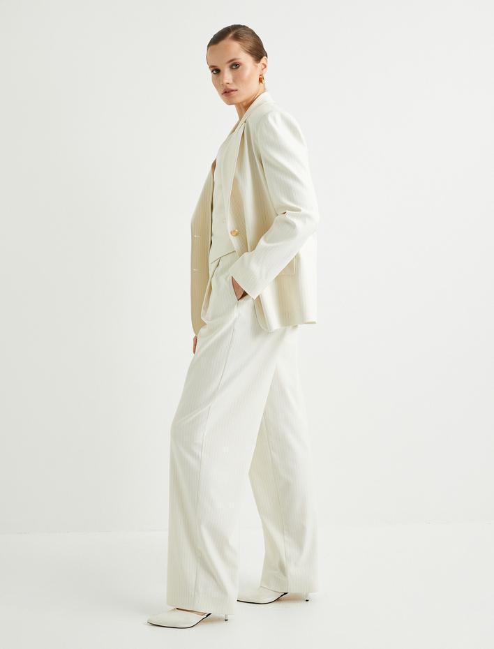  Palazzo Pantolon Bol Paça Yüksek Bel Kapaklı Cepli