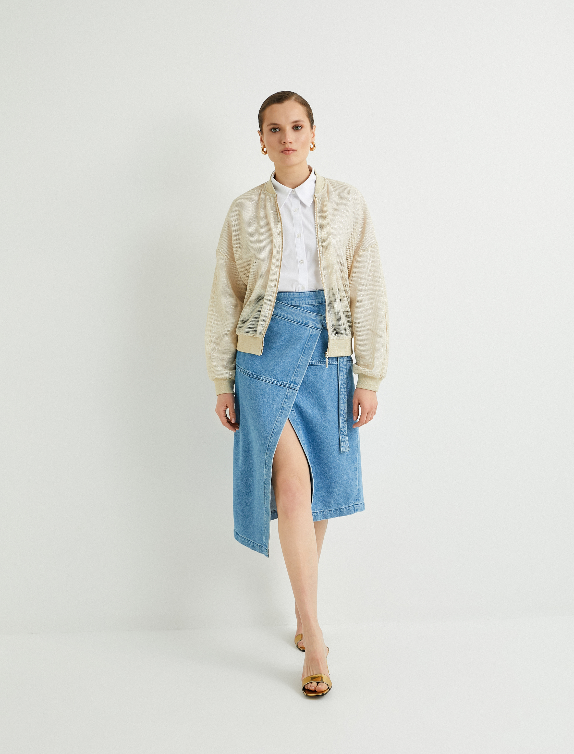   Kruvaze Kot Etek Asimetrik Kemer Detaylı Cepli