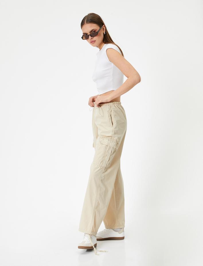  Oversize Kargo Pantolon Düşük Bel Beli Lastikli Stoperli Cepli