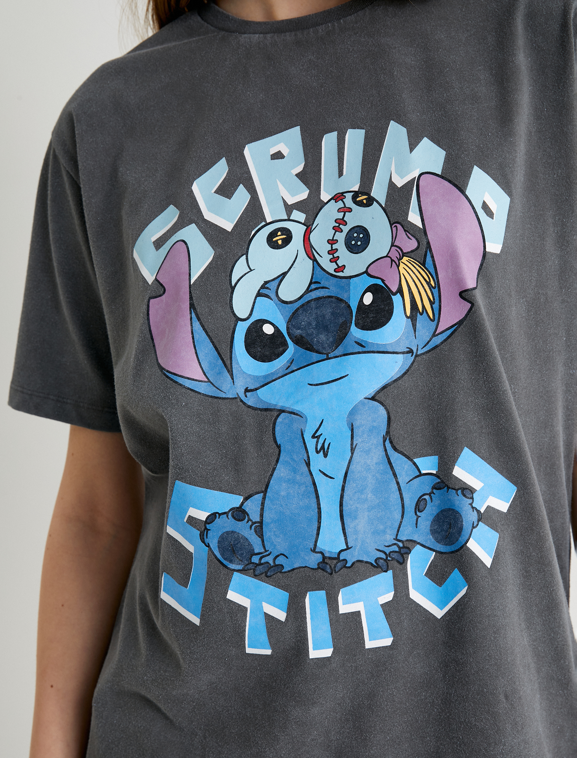   Stitch Tişört Lisanslı Rahat Kalıp Pamuklu