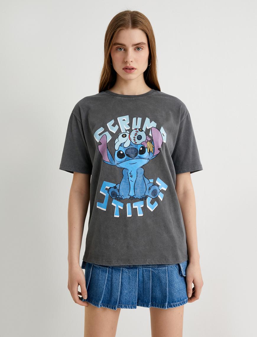   Stitch Tişört Lisanslı Rahat Kalıp Pamuklu