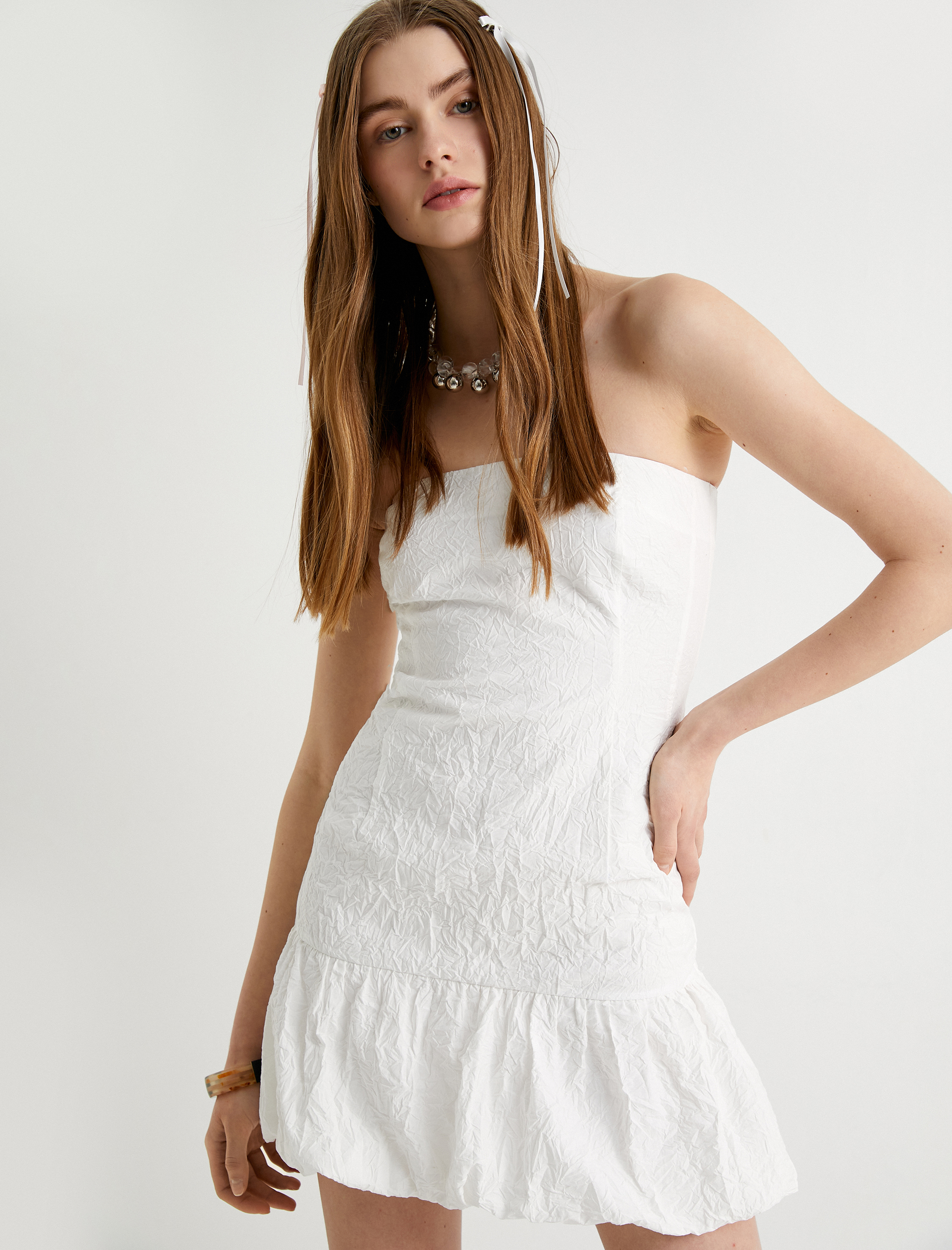   Mini Straplez Elbise Balon Fit