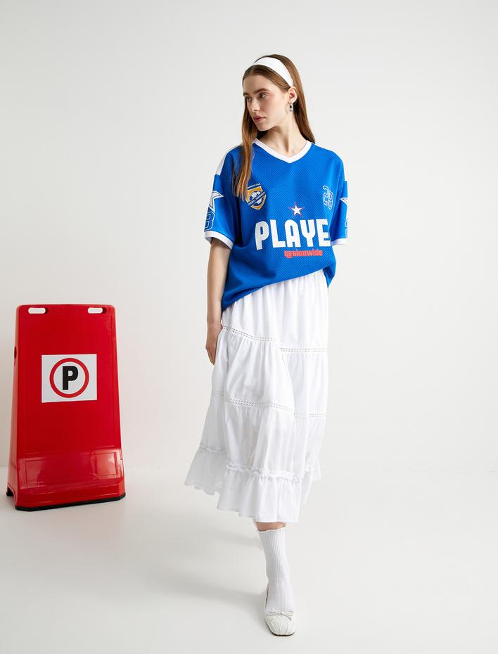  Katlı Uzun Etek Astarlı Rahat Kalıp A Kesim Standart Bel