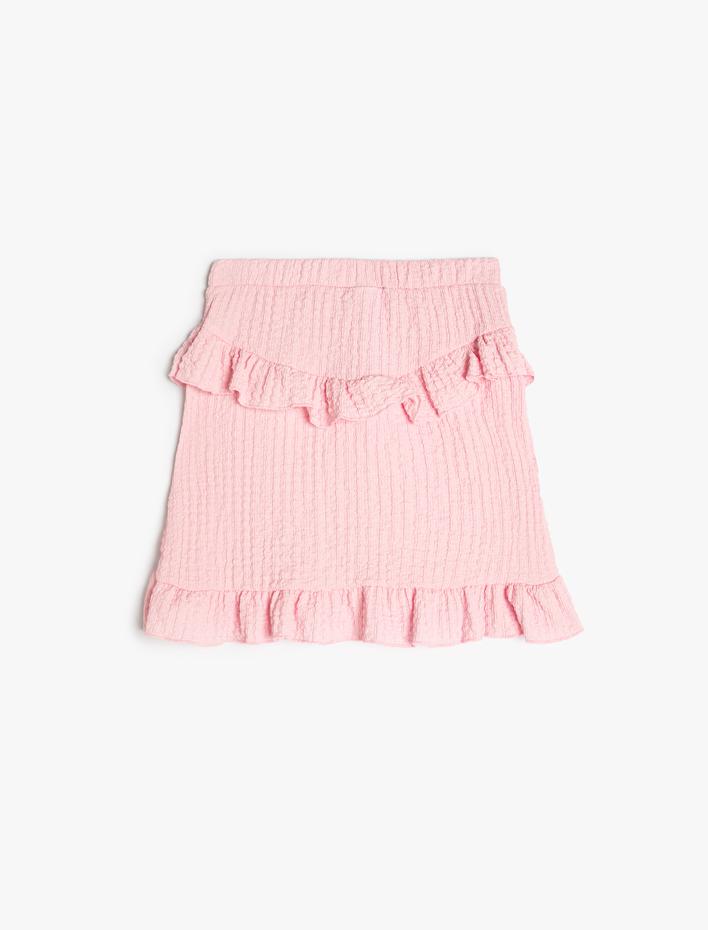 Kız Çocuk Etek Fırfır Detaylı Beli Lastikli Dokulu