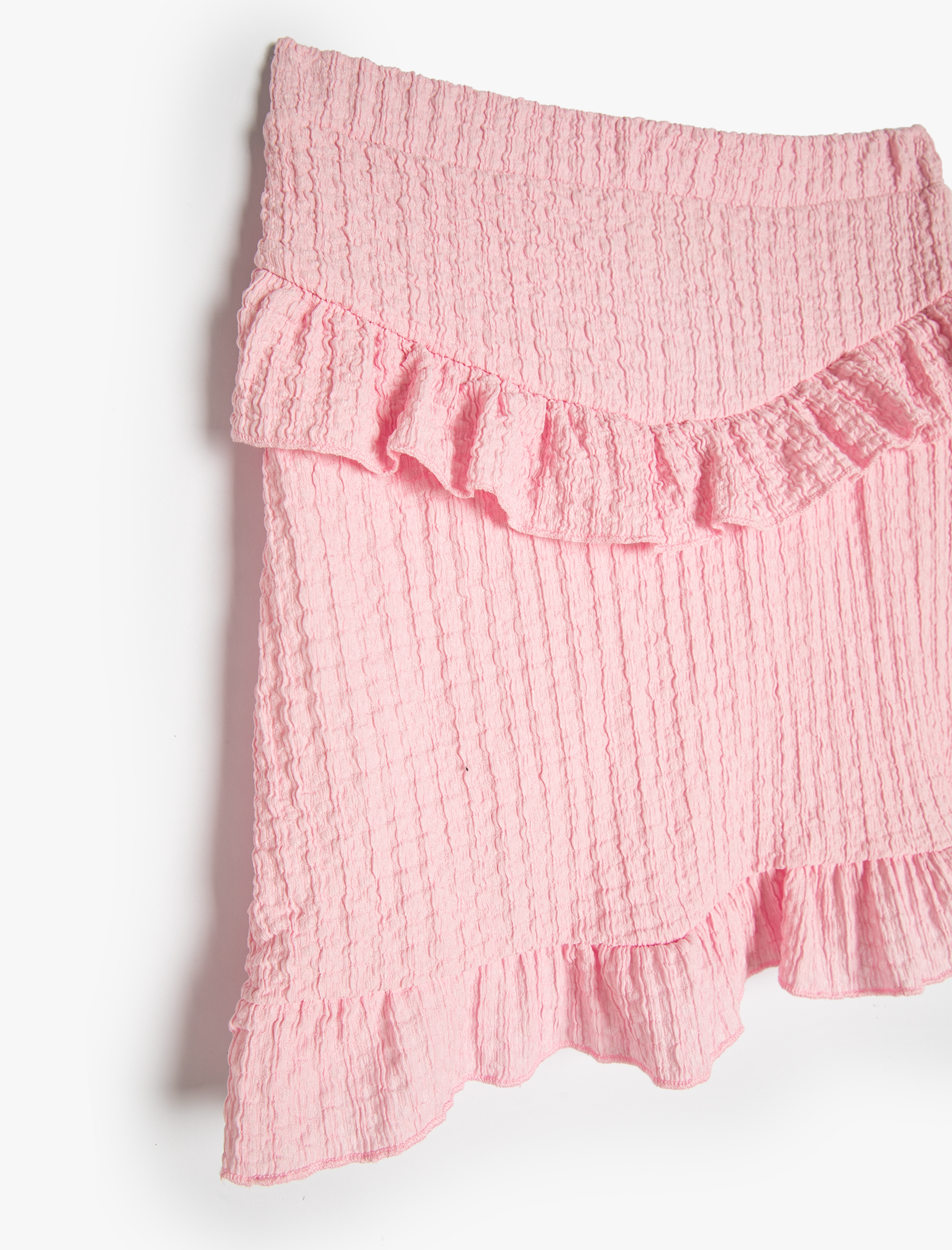  Kız Çocuk Etek Fırfır Detaylı Beli Lastikli Dokulu