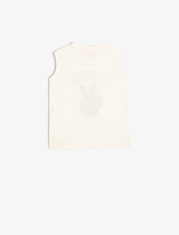 Erkek Bebek Atlet Slogan Baskılı Bisiklet Yaka Kolsuz Pamuklu