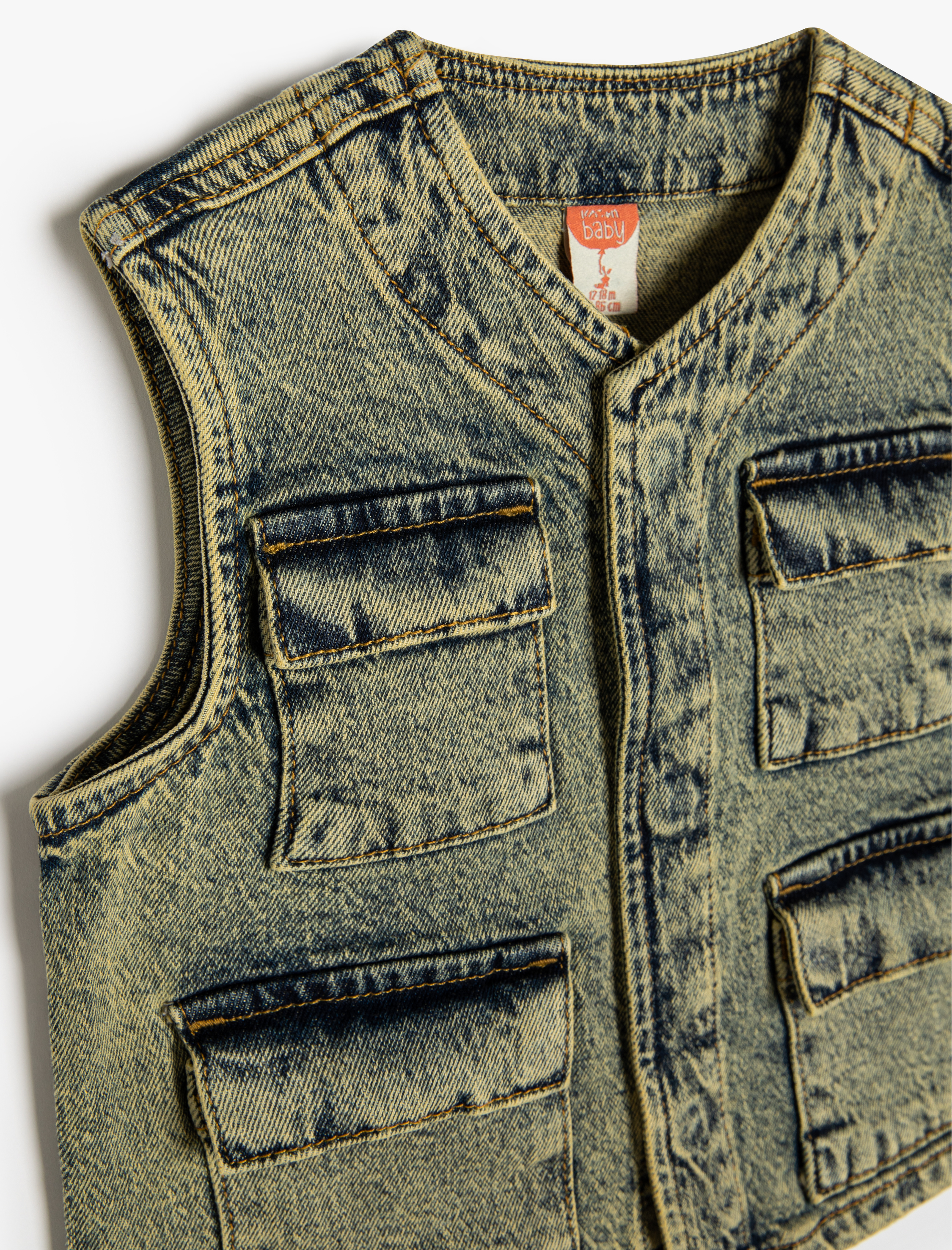  Erkek Bebek Biker Kot Yelek Kolsuz Kapaklı Cepli