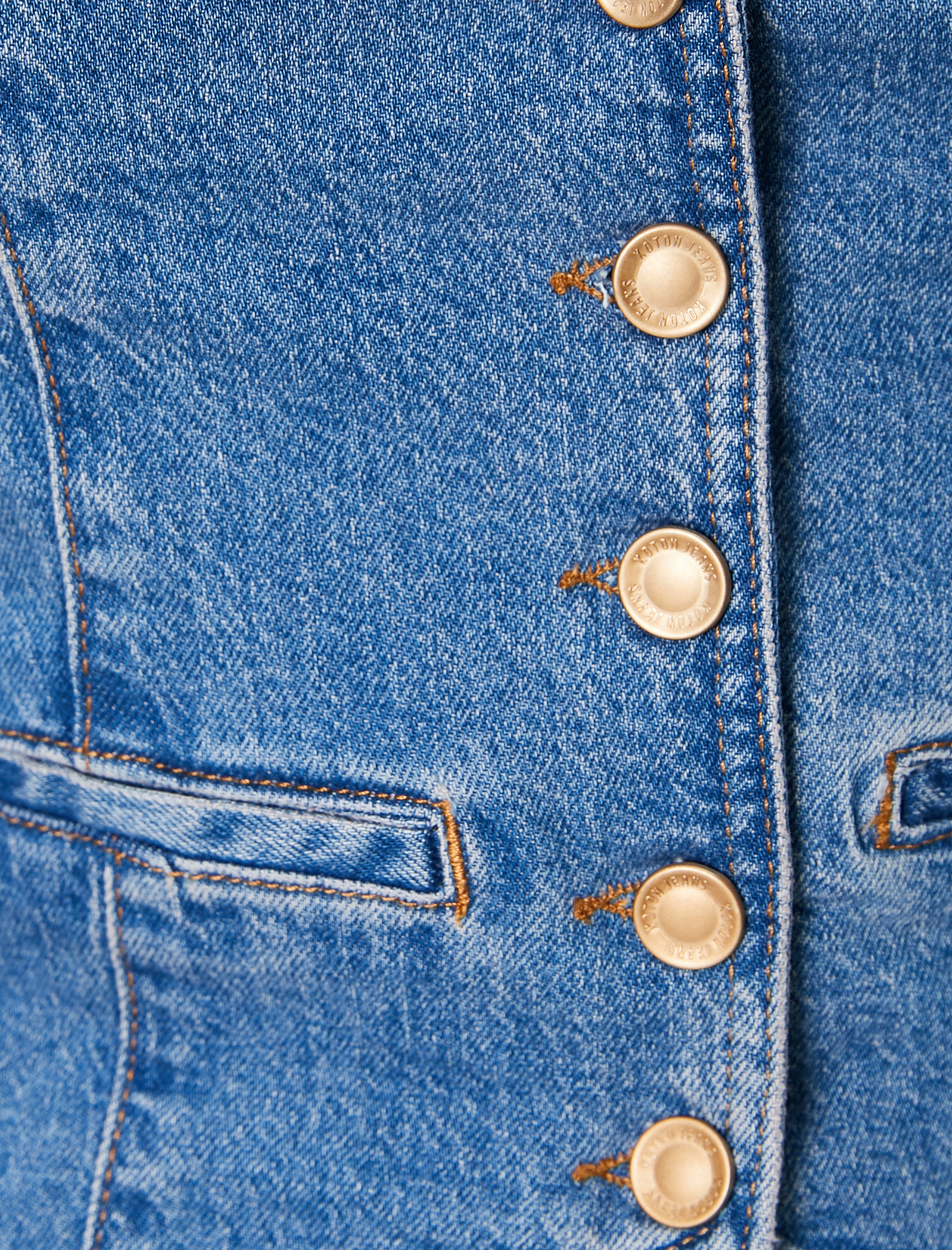   Kot Yelek Düğmeli Cepli Asimetrik Kesim Rahat Kalıp