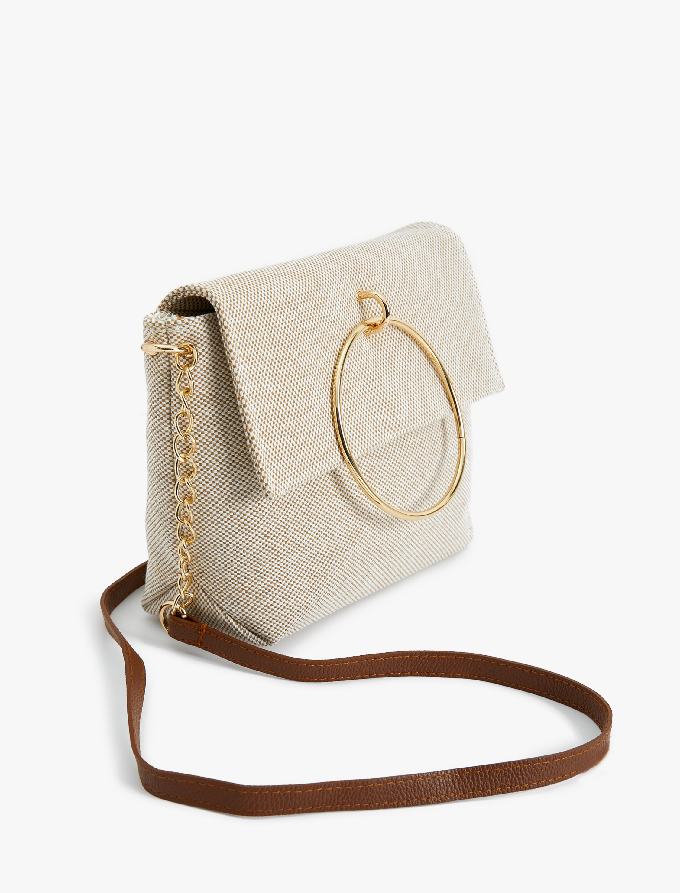  Kadın Kanvas Çanta Tote Zincir Detaylı Orta Boy