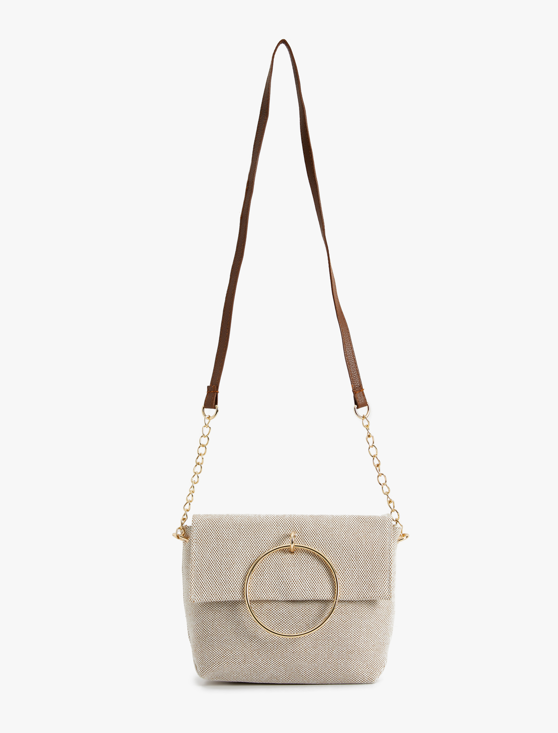  Kadın Kanvas Çanta Tote Zincir Detaylı Orta Boy