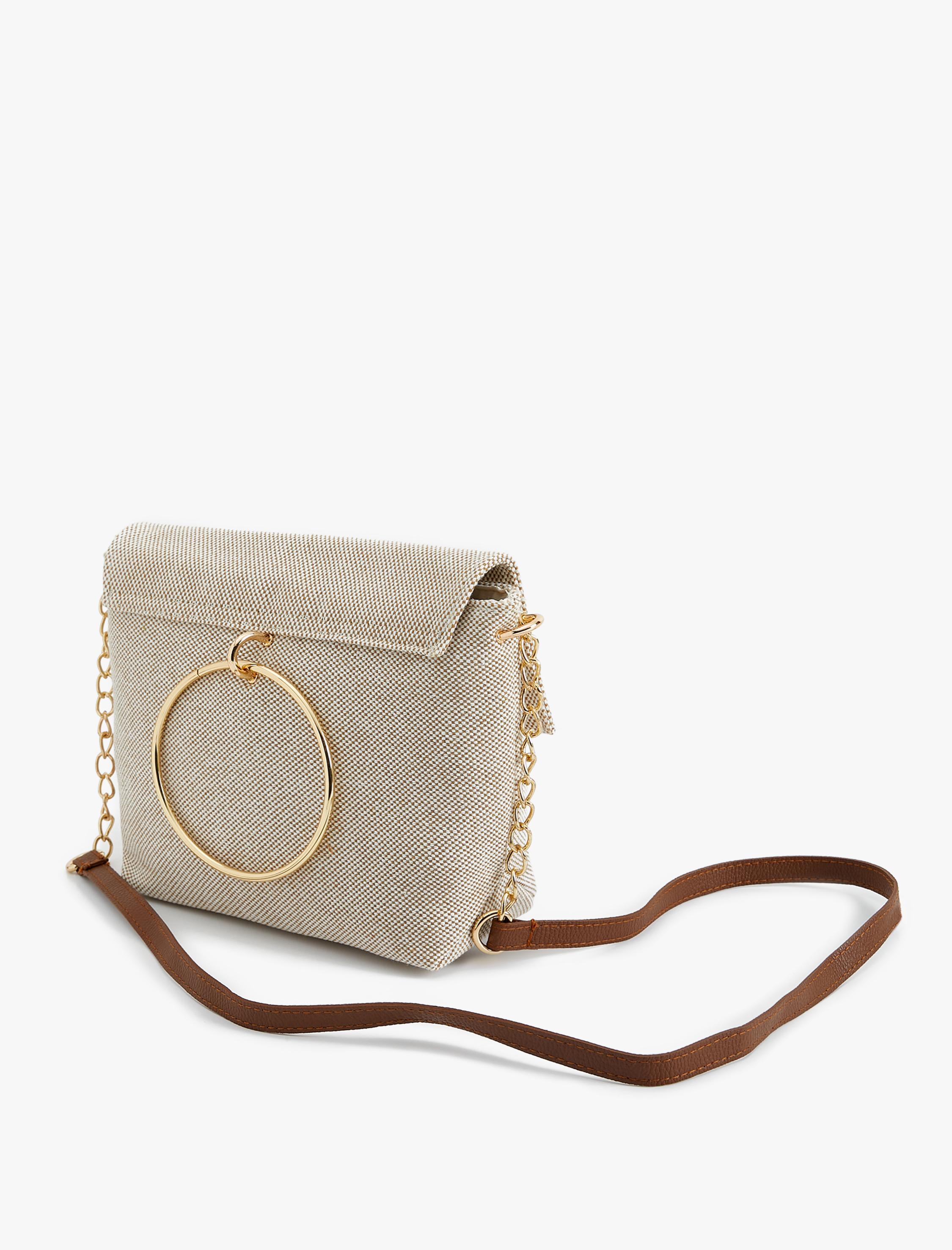  Kadın Kanvas Çanta Tote Zincir Detaylı Orta Boy