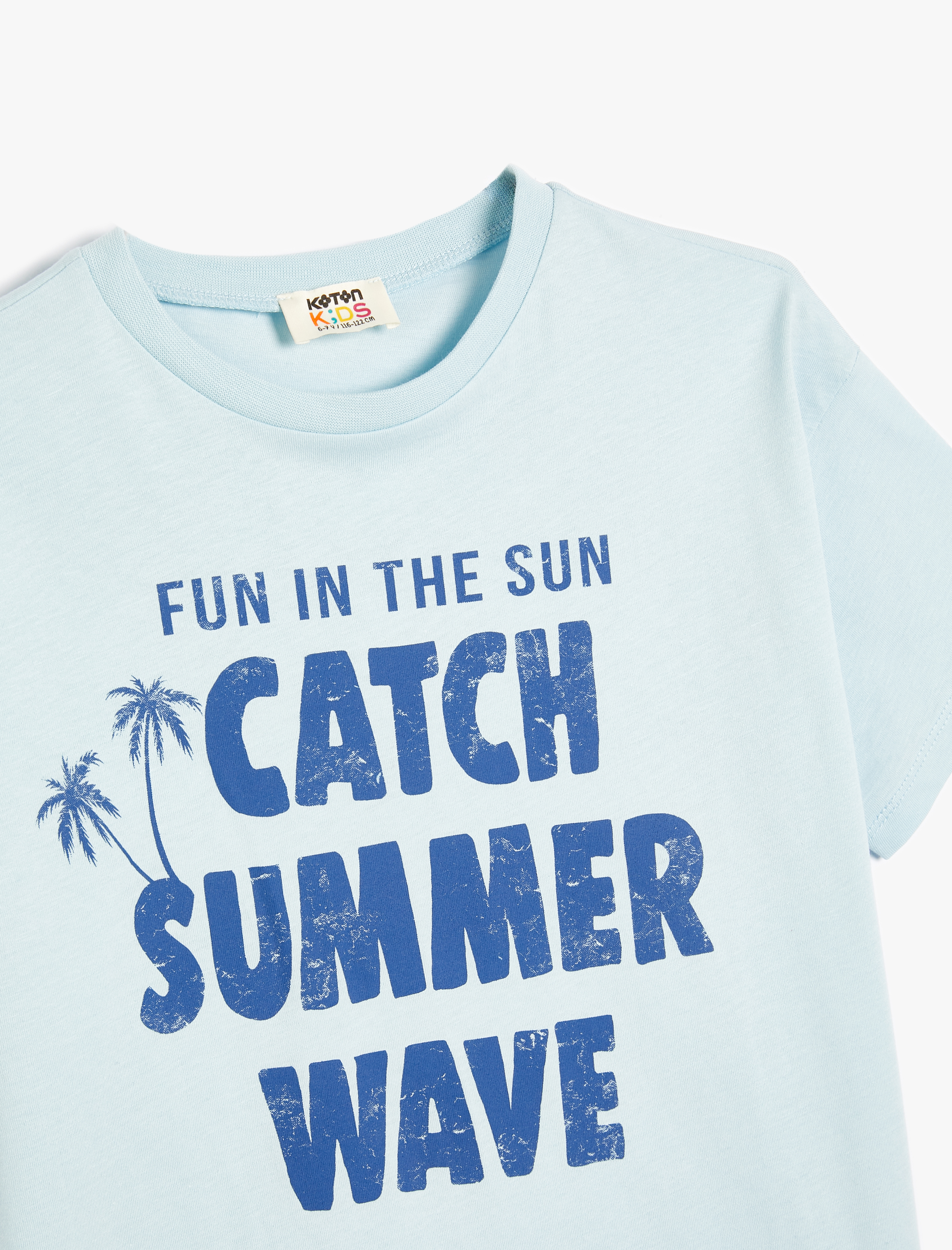  Erkek Çocuk Tişört Slogan Baskılı Kısa Kollu Bisiklet Yaka Pamuklu