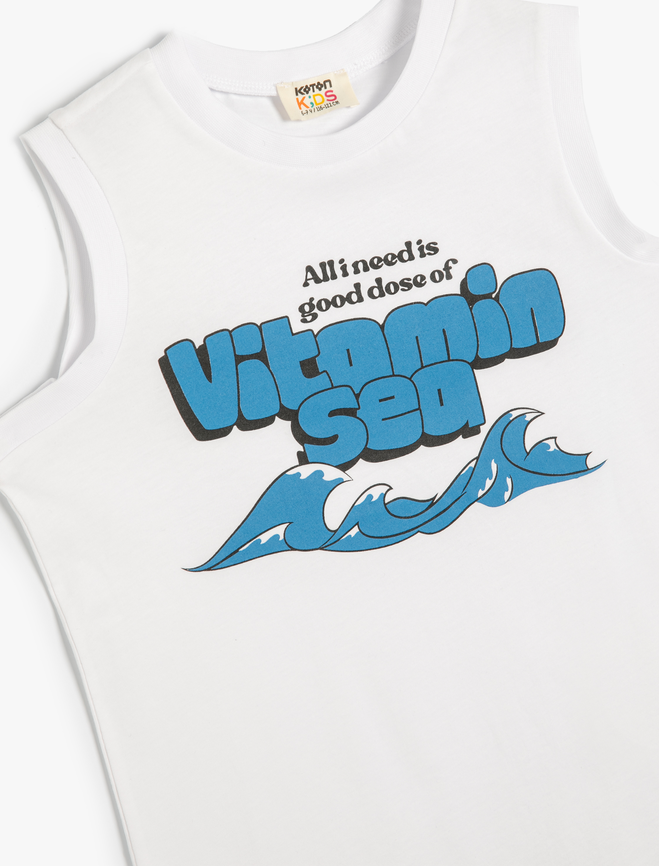 Erkek Çocuk Atlet Slogan Baskılı Bisiklet Yaka Pamuklu