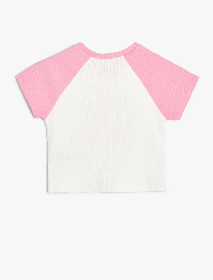 Kız Çocuk Tişört Kiraz Baskılı Kısa Kollu Bisiklet Yaka Dokulu  Pamuklu