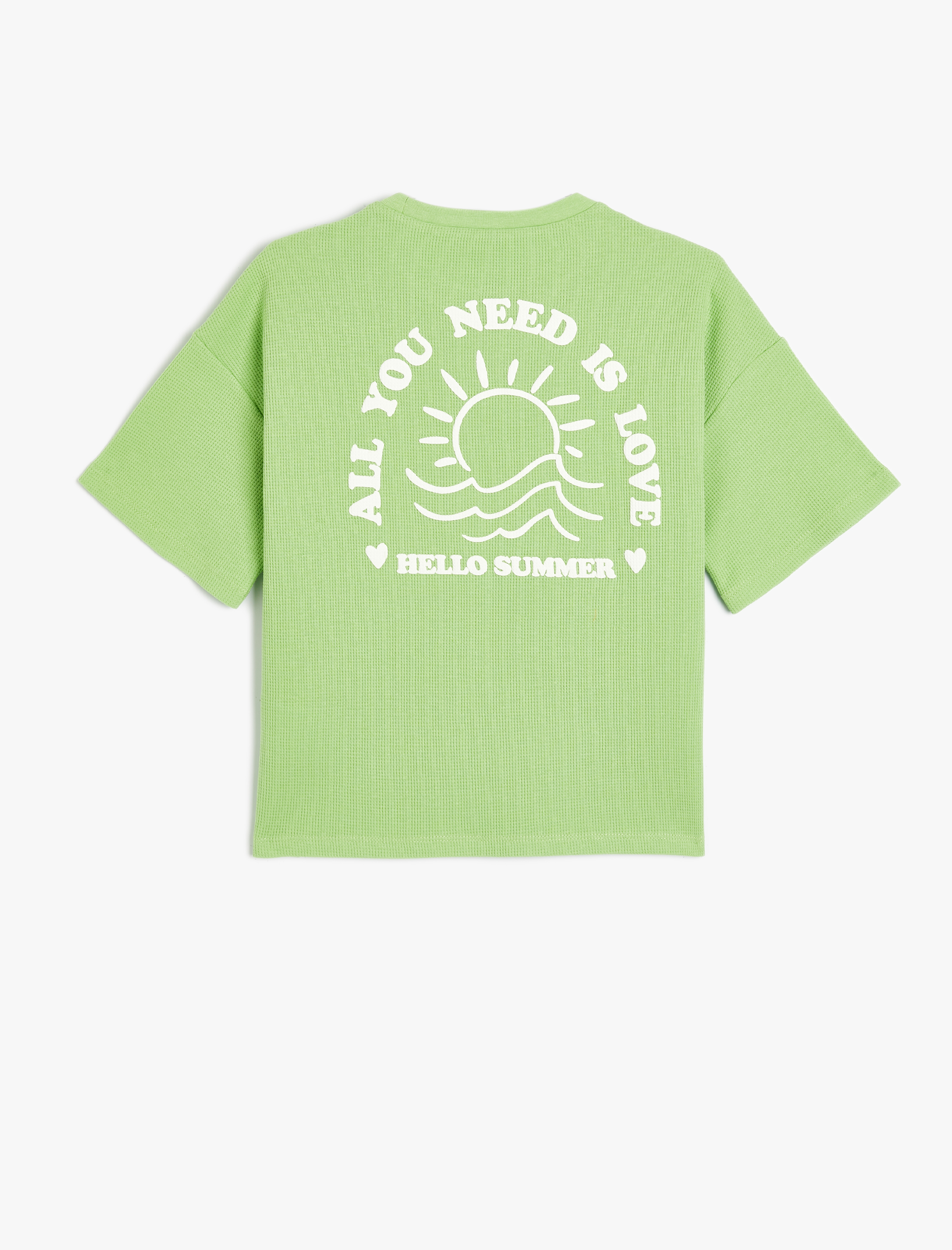  Kız Çocuk Tişört Yaz Baskılı Kısa Kollu Bisiklet Yaka Dokulu  Pamuklu