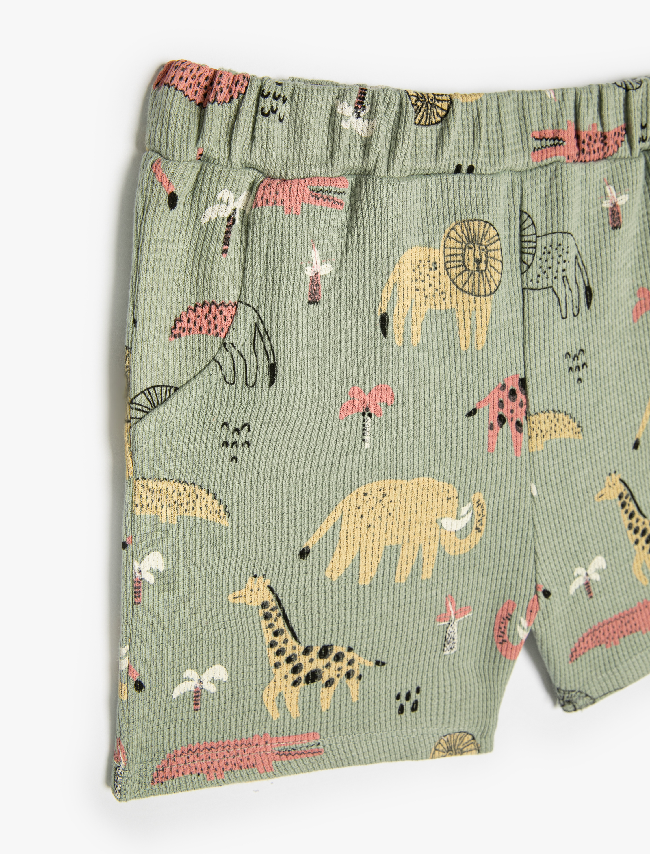  Erkek Bebek Şort Beli Lastikli Cepli Dokulu Pamuklu