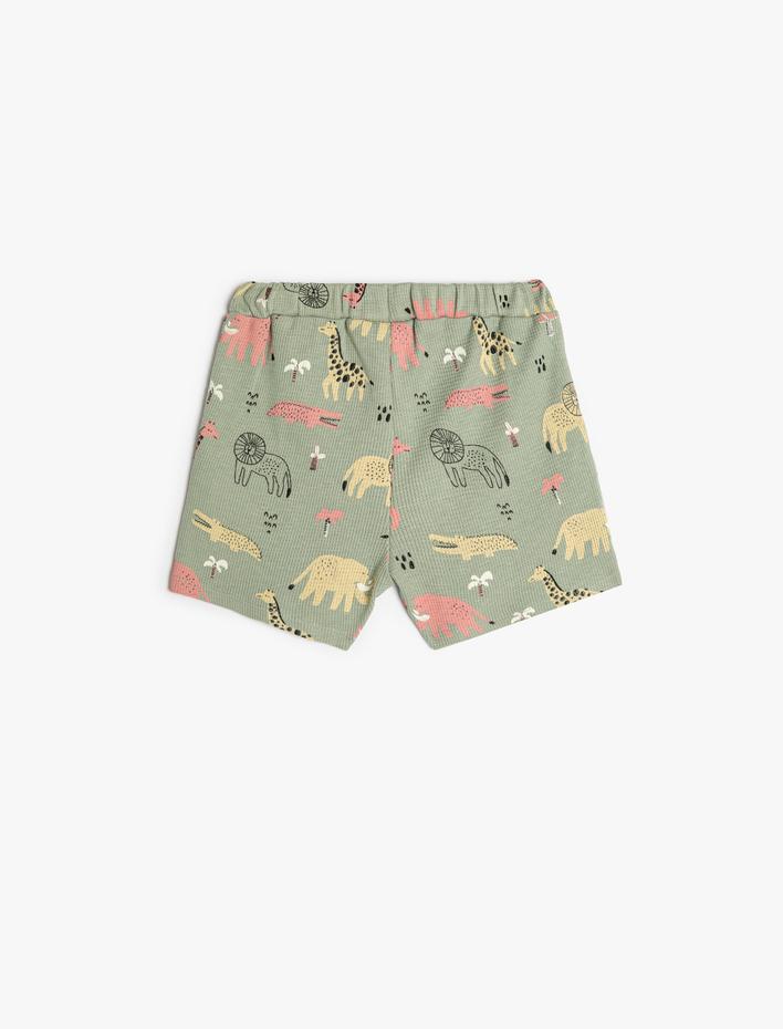 Erkek Bebek Şort Beli Lastikli Cepli Dokulu Pamuklu