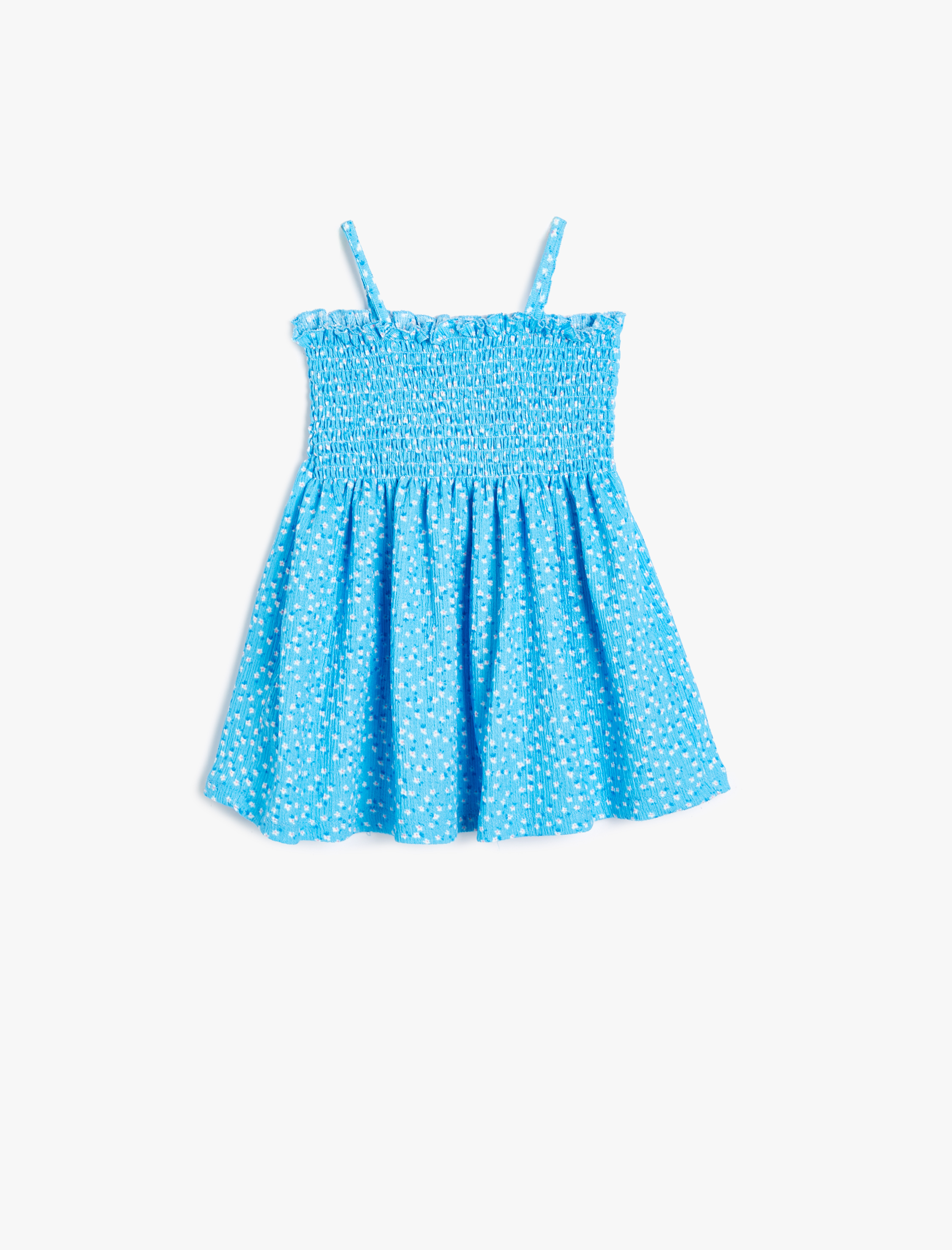  Kız Bebek Elbise Çiçekli Askılı Gipe Detaylı