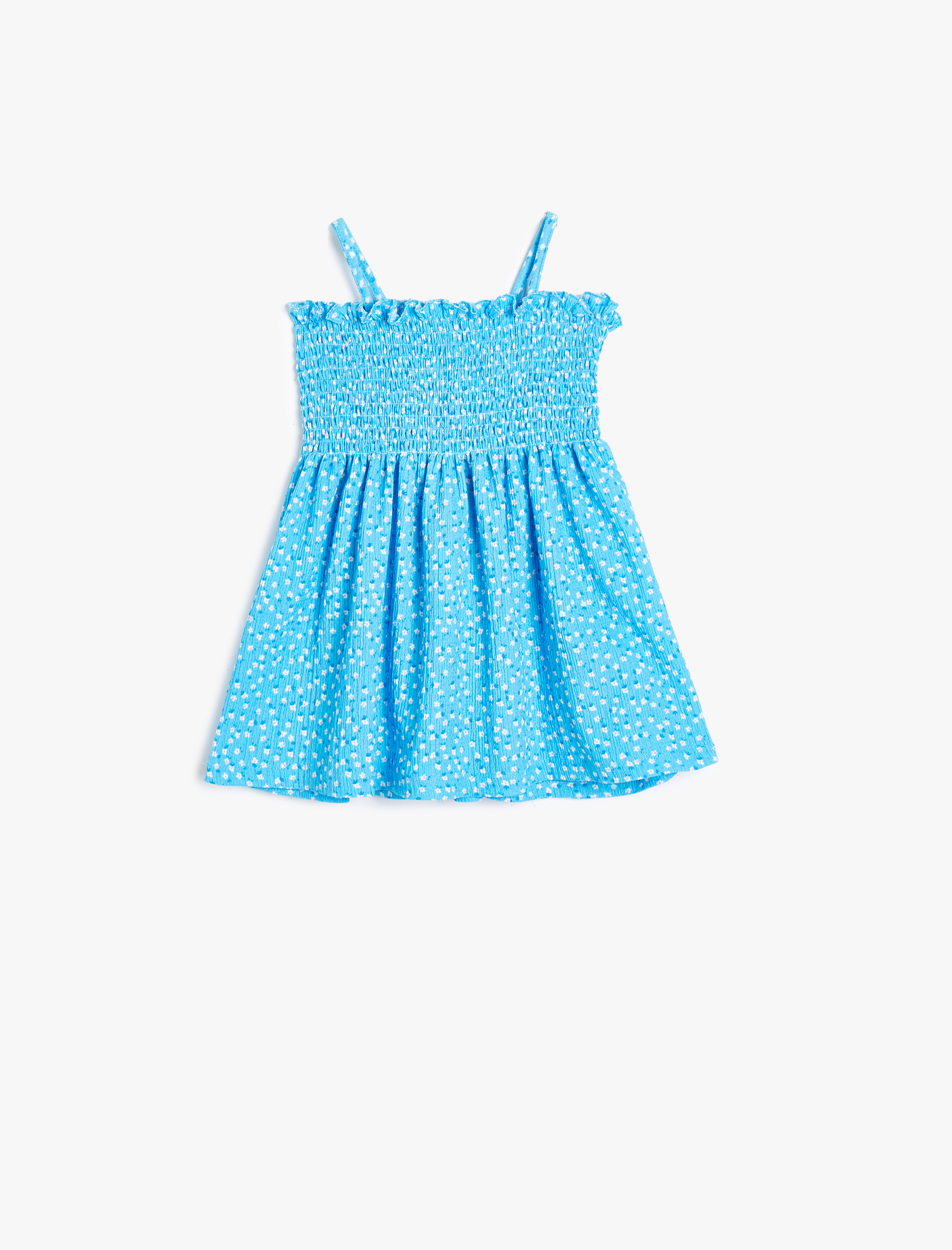  Kız Bebek Elbise Çiçekli Askılı Gipe Detaylı