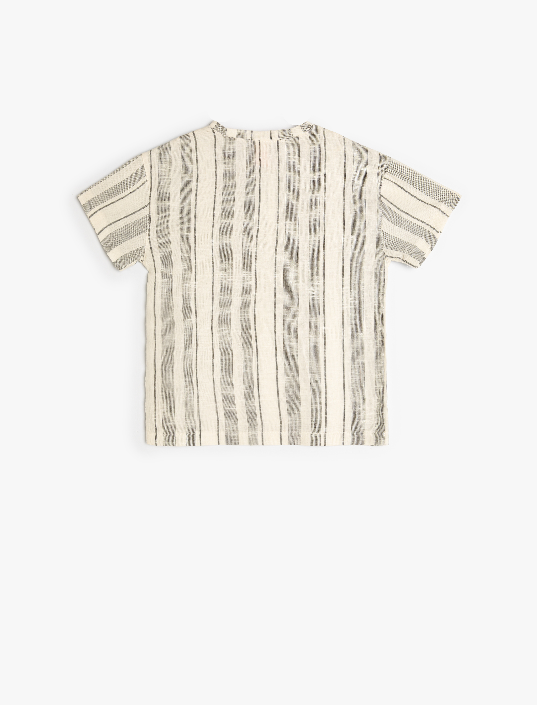  Erkek Bebek Gömlek Keten Karışımlı Bisiklet Yaka Düğme ve Cep Detaylı