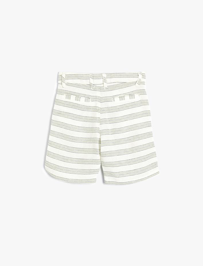 Erkek Çocuk Çizgili Şort Cep Detaylı Düğme Kapamalı