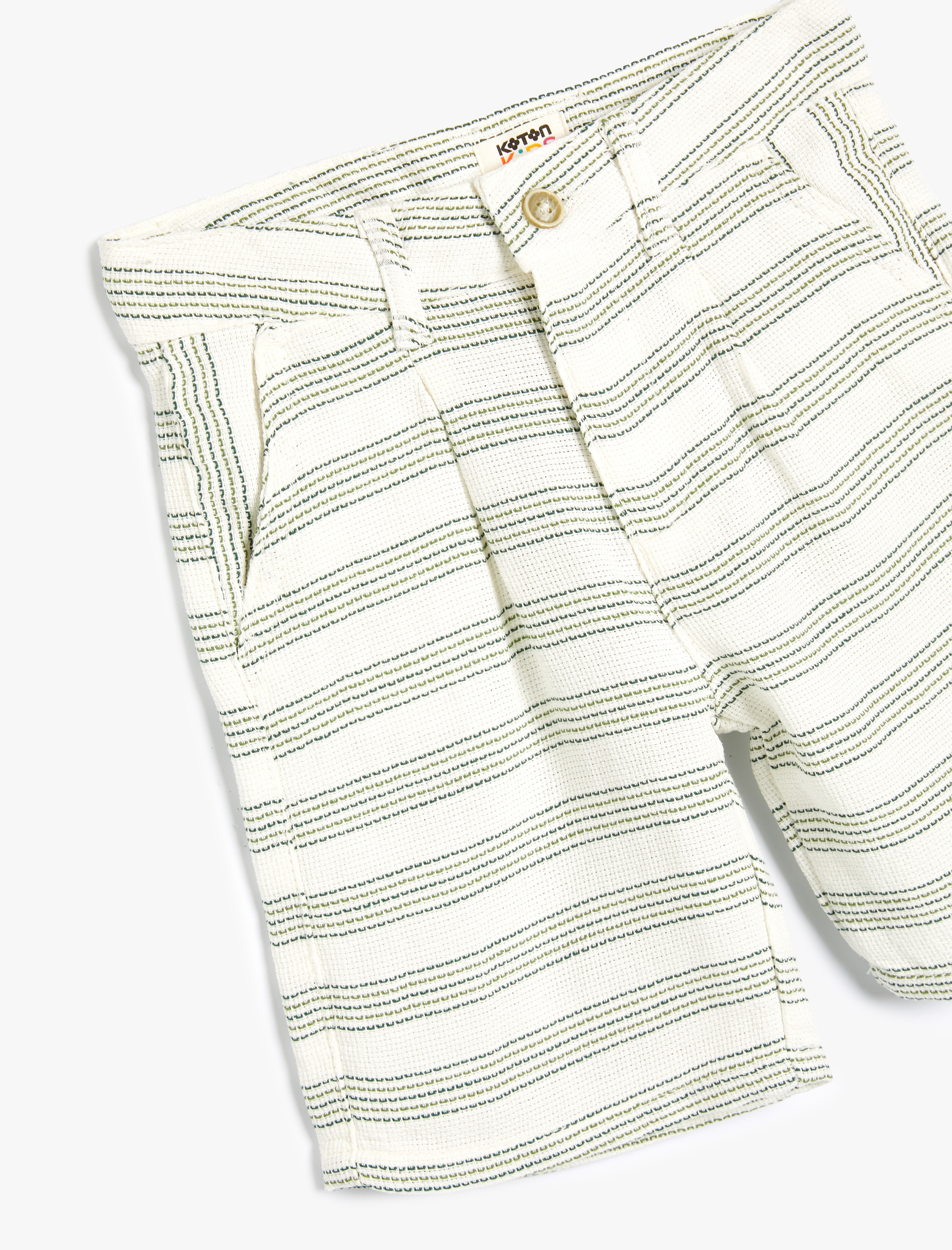  Erkek Çocuk Çizgili Şort Cep Detaylı Düğme Kapamalı