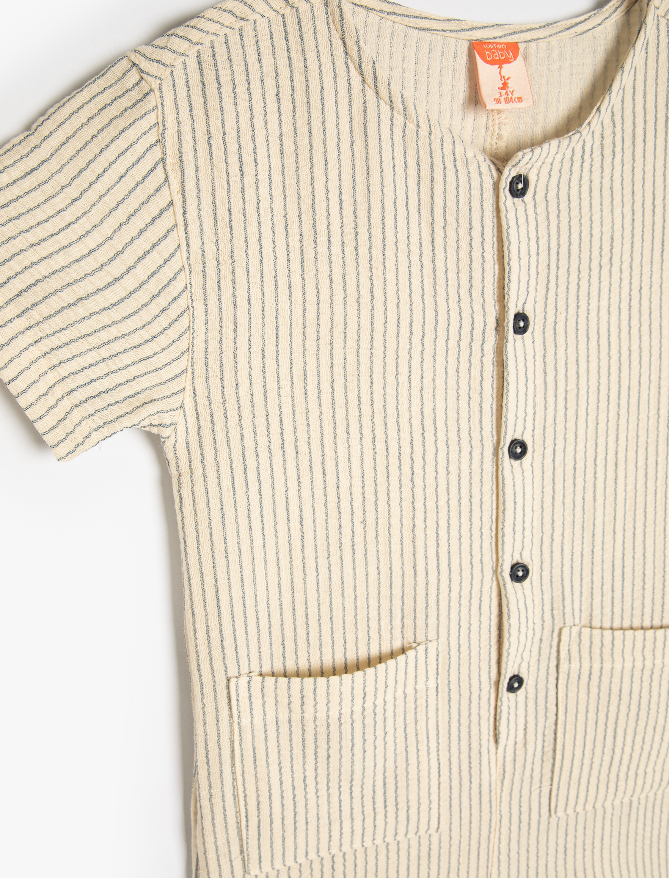  Erkek Bebek Tulum Bisiklet Yaka Kısa Kollu Pamuklu Düğme Detaylı