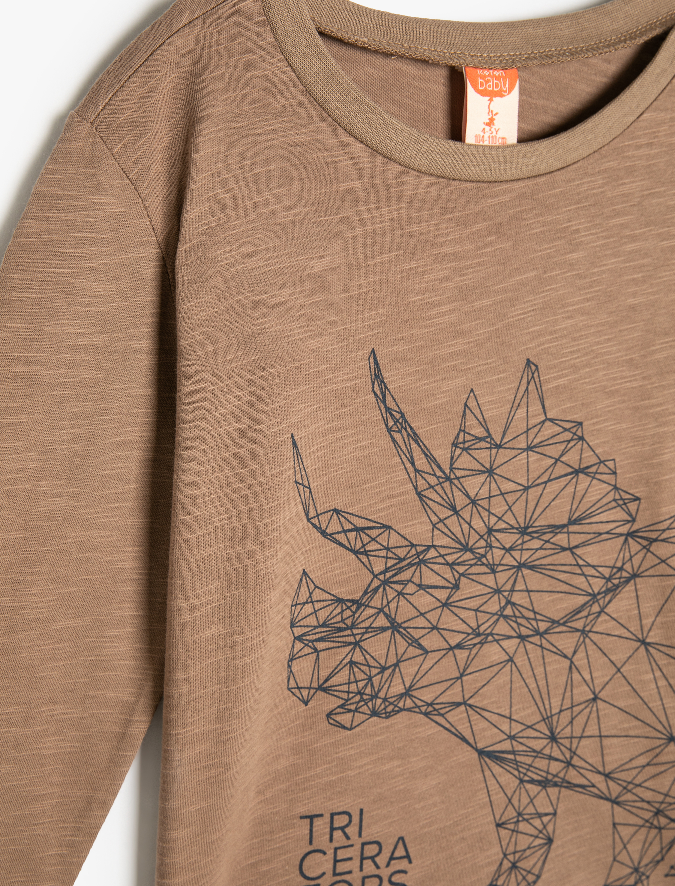  Erkek Bebek Dinozorlu Tişört Uzun Kollu Bisiklet Yaka Pamuklu