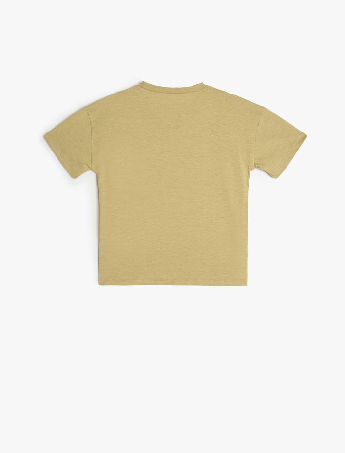 Erkek Bebek Tişört Aslan Baskılı Kısa Kollu Bisiklet Yaka Pamuklu