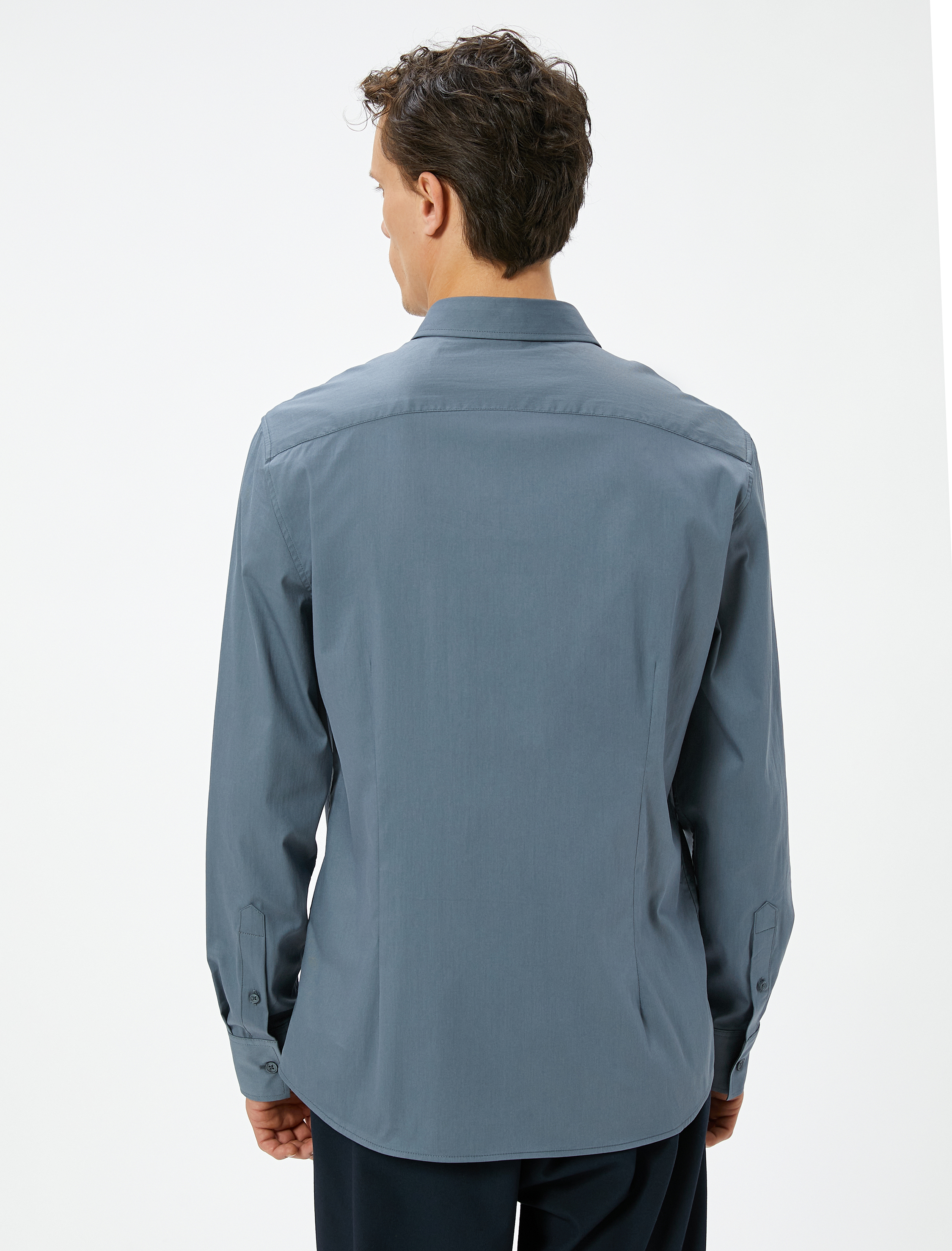   Basic Gömlek Slim Fit Yarım İtalyan Yaka Düğmeli