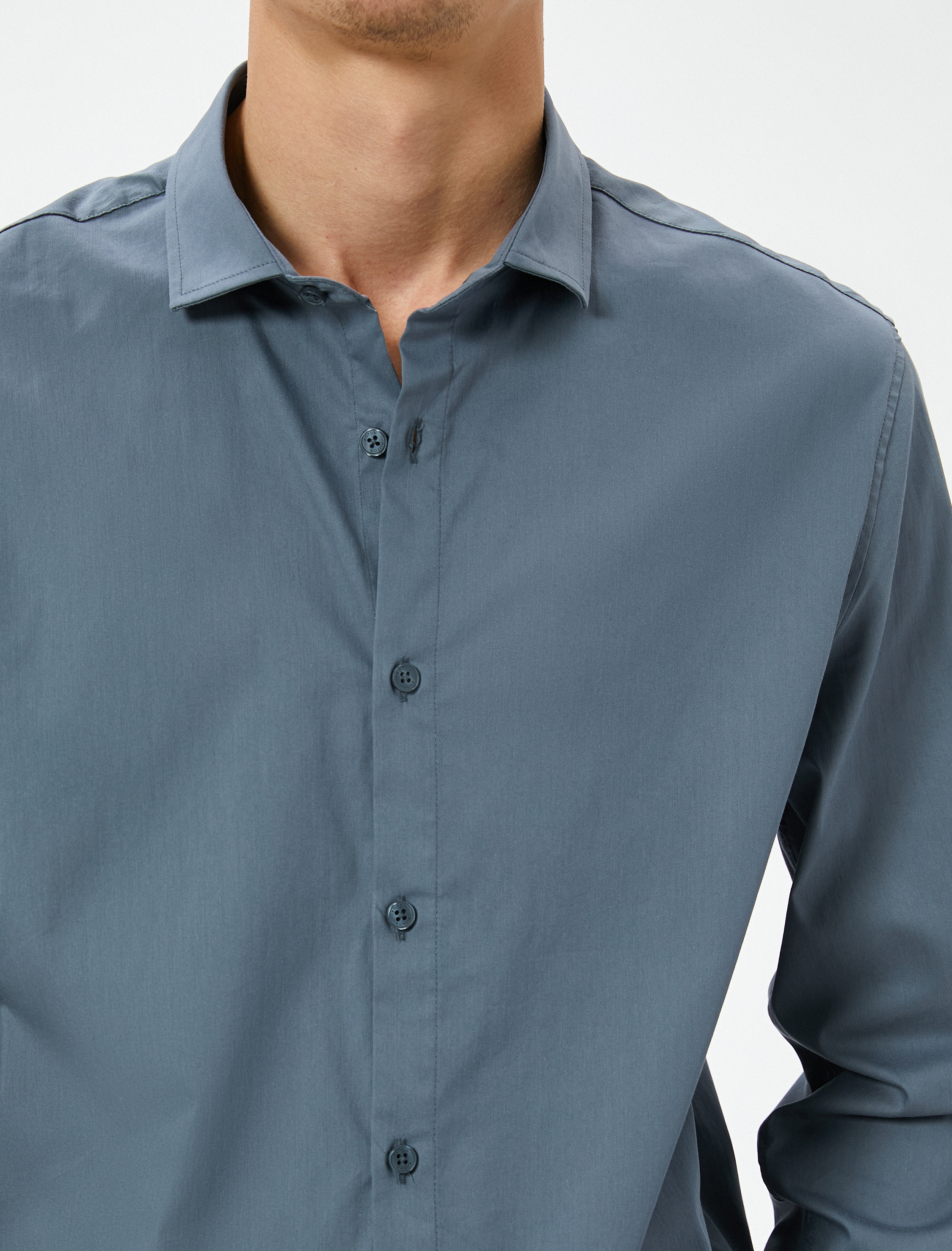   Basic Gömlek Slim Fit Yarım İtalyan Yaka Düğmeli