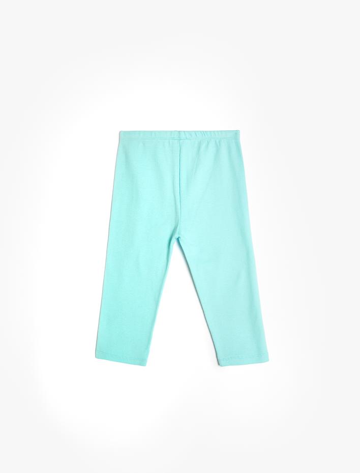 Kız Çocuk Basic Kapri Tayt Beli Lastikli Ribanalı Pamuklu