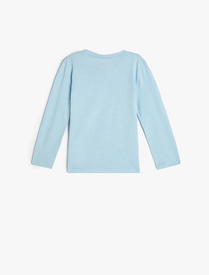 Erkek Bebek Tişört Kutup Ayısı Baskılı Uzun Kollu Bisiklet Yaka Pamuklu