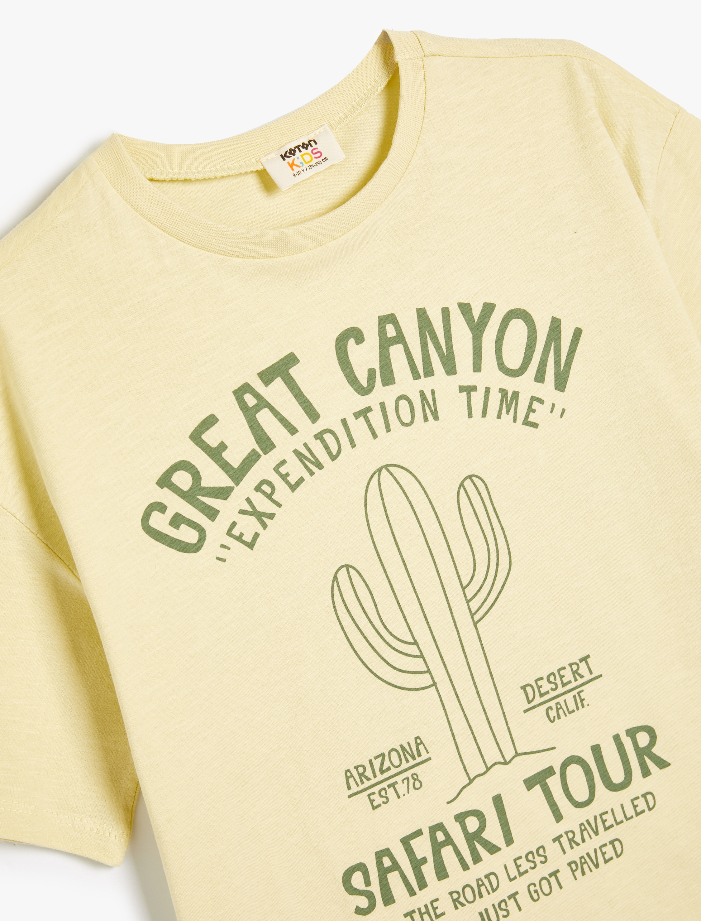  Erkek Çocuk Tişört Kaktüs Baskılı Kısa Kollu Bisiklet Yaka Pamuklu