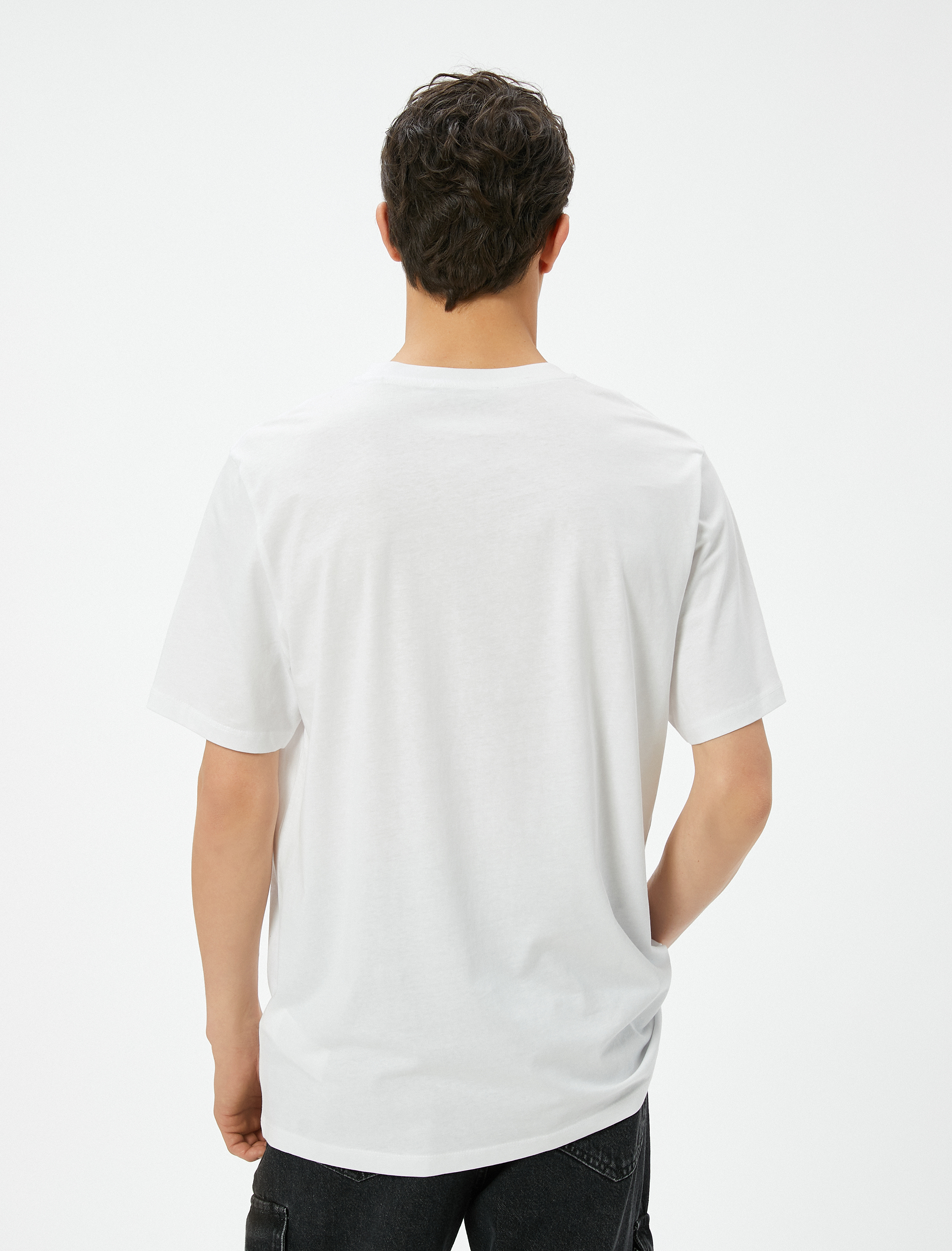   Slogan Baskılı Tişört Bisiklet Yaka Kısa Kollu Pamuklu