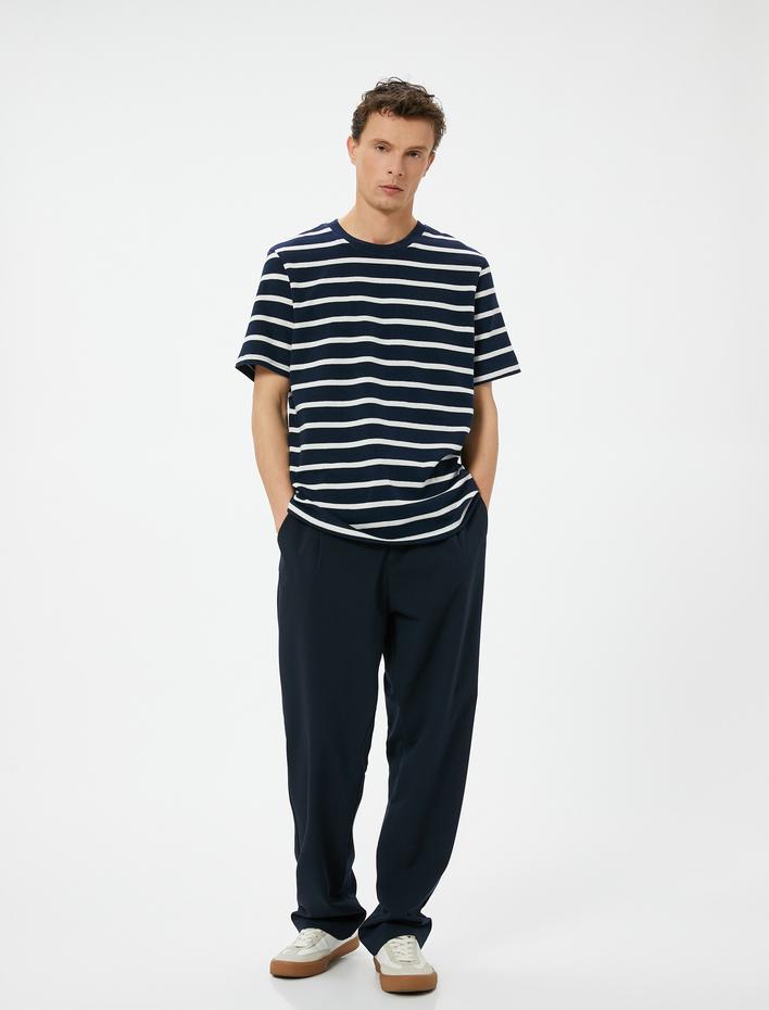  Basic Tişört Bisiklet Yaka Kısa Kollu Pamuklu