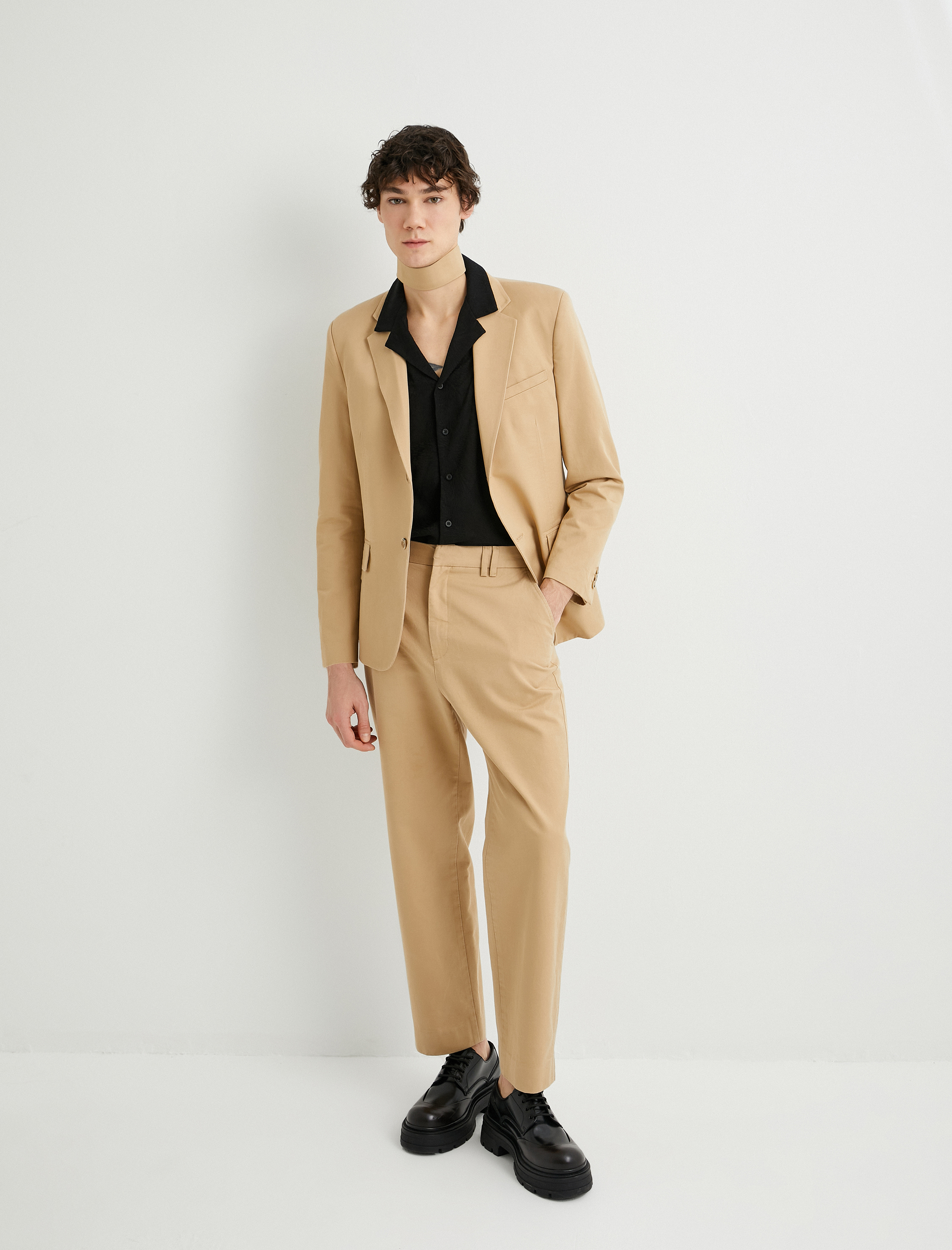 Keten Ceket Blazer Slim Fit Düğmeli Cep Detaylı