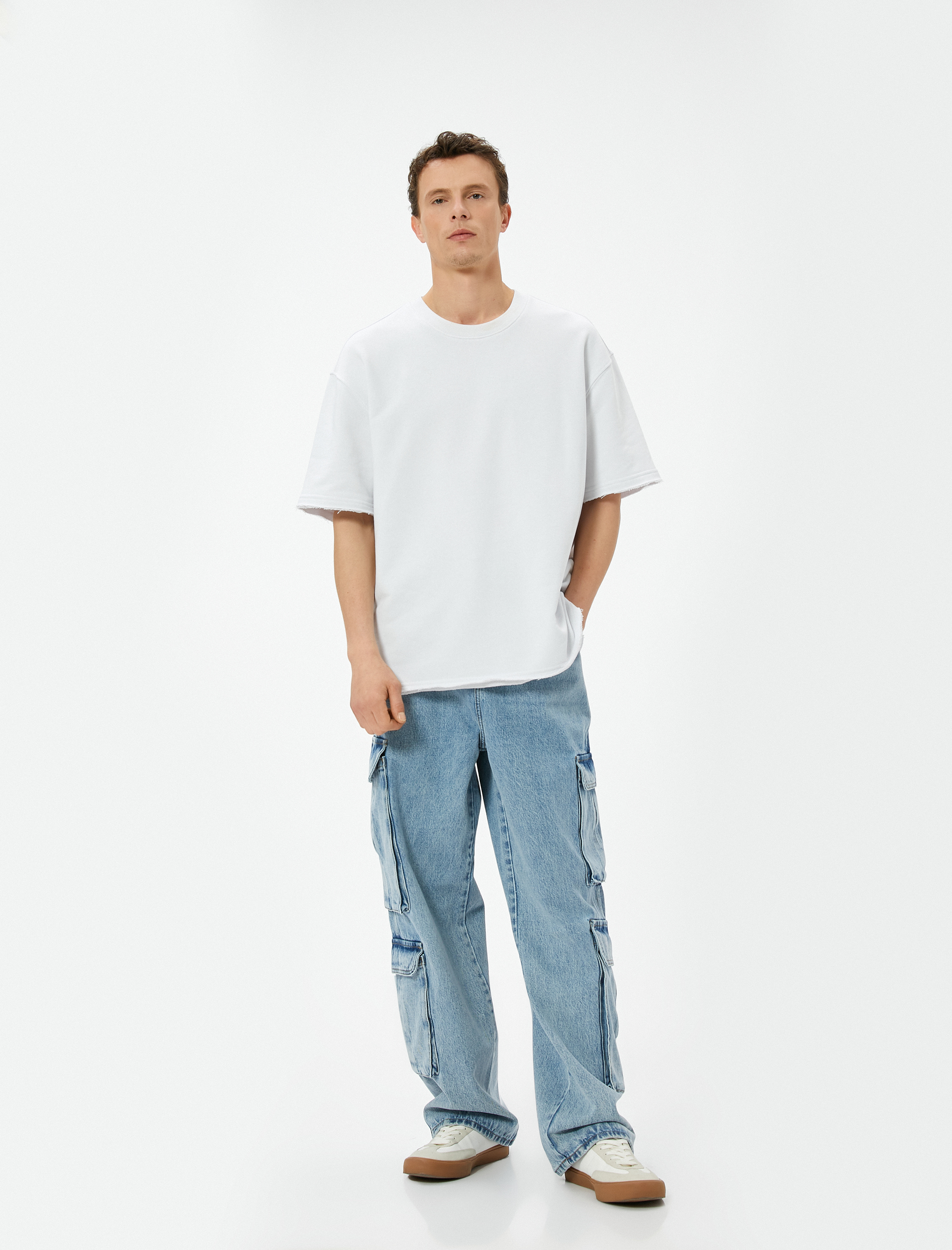   Oversize Kot Pantolon Kargo Cepli Düğmeli