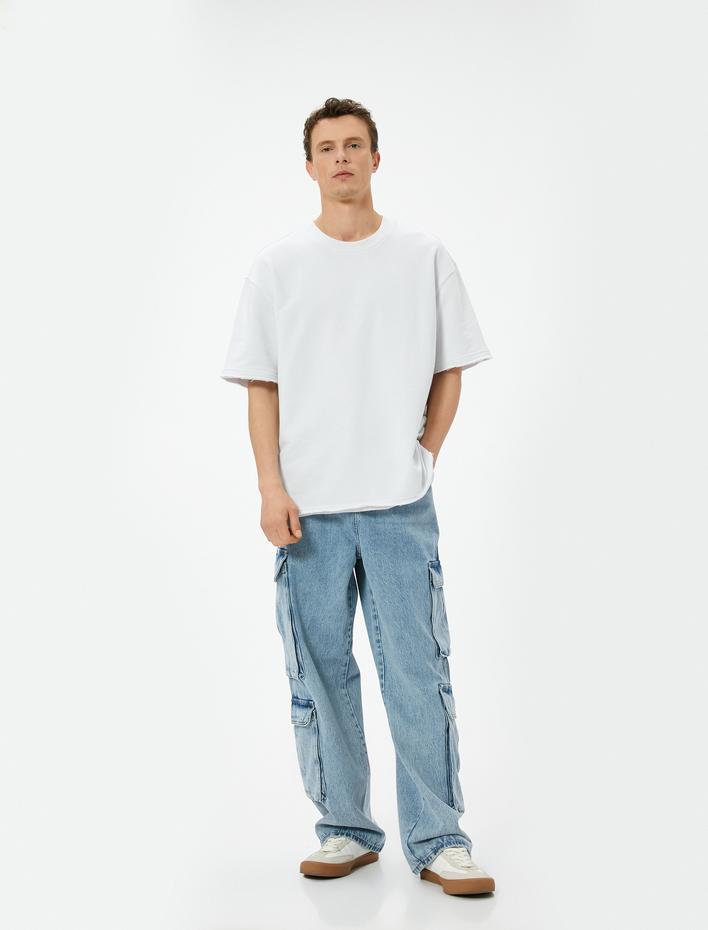  Oversize Kot Pantolon Kargo Cepli Düğmeli