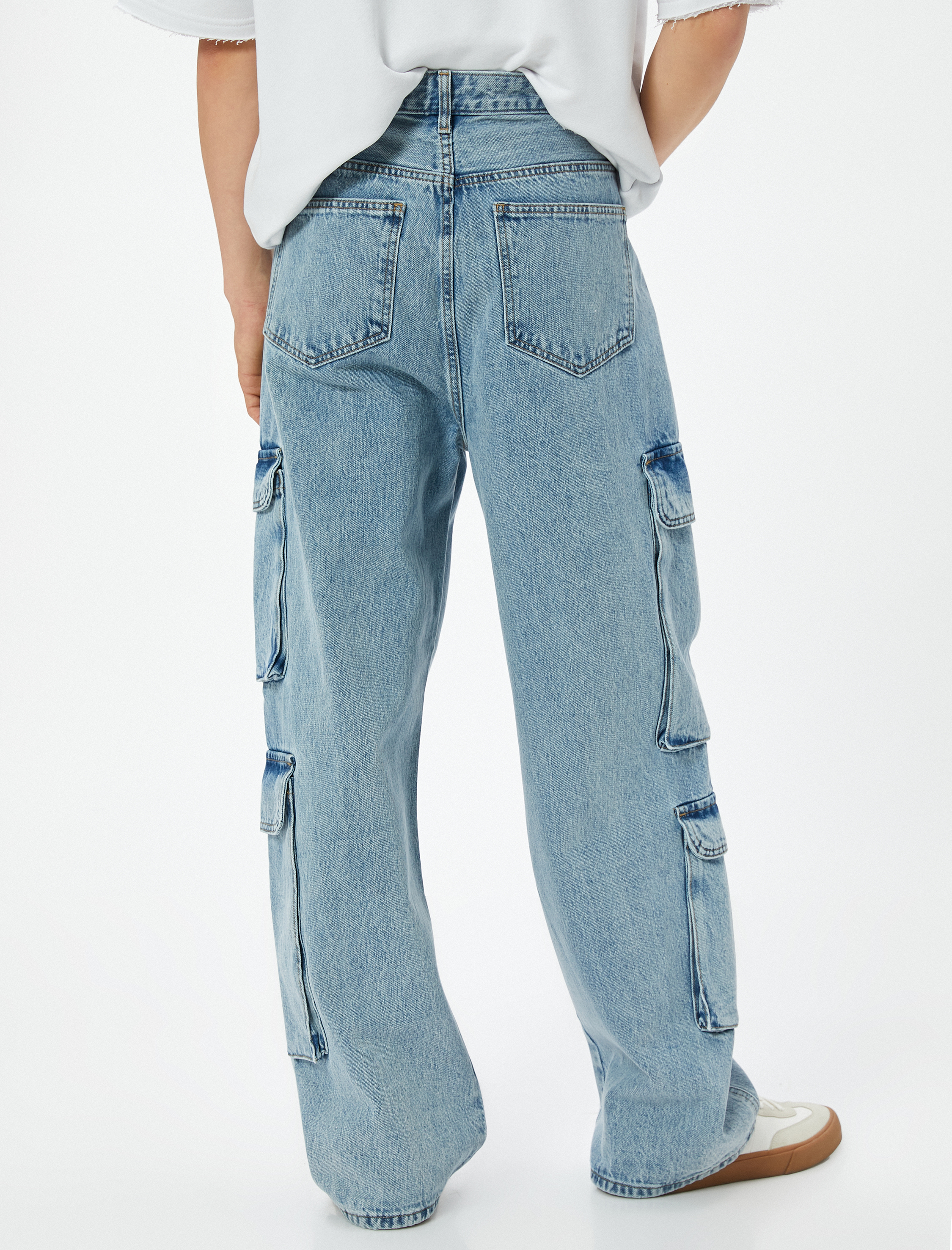   Oversize Kot Pantolon Kargo Cepli Düğmeli