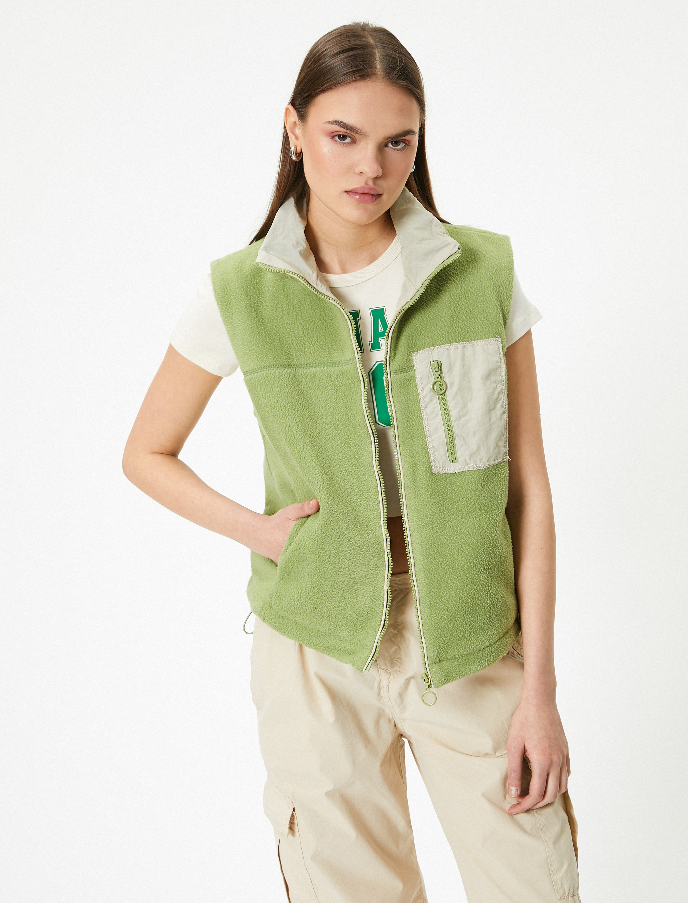   Polar Outdoor Yelek Dik Yaka Cepli