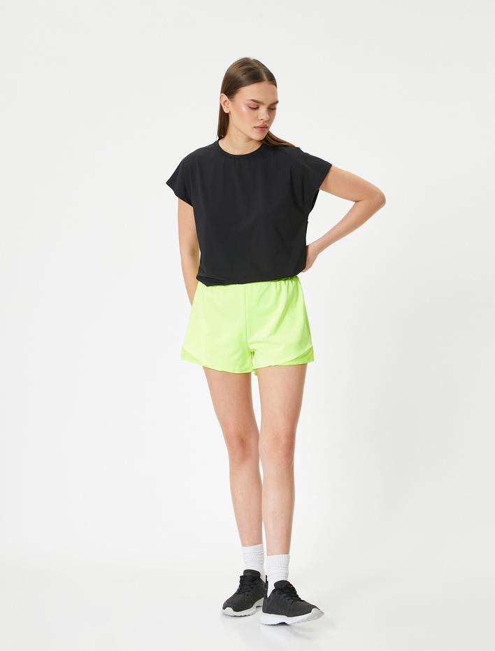  Basic Spor Tişört Kısa Kollu Bisiklet Yaka Rahat Kalıp