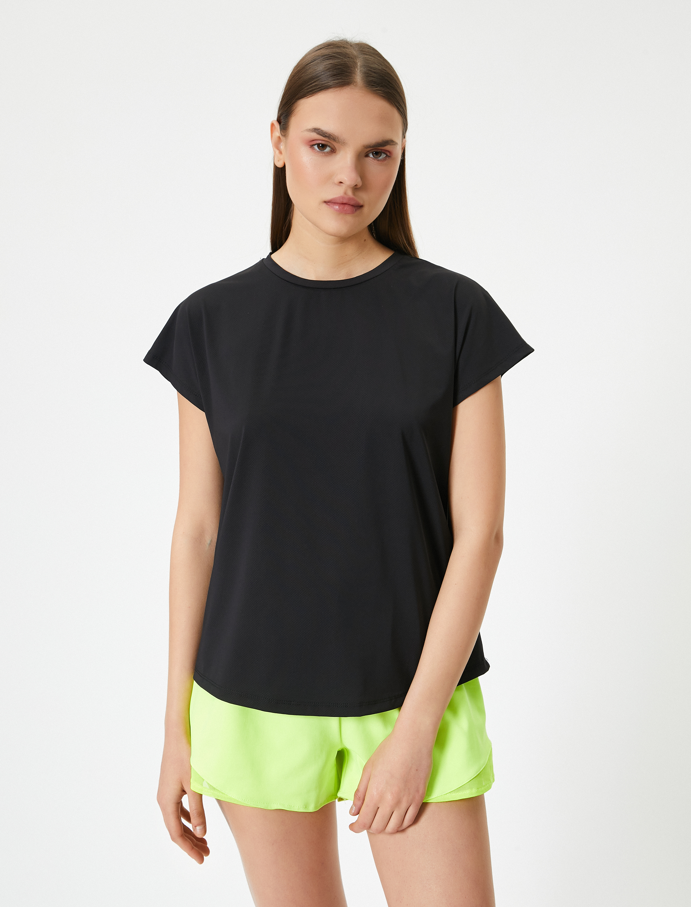   Basic Spor Tişört Kısa Kollu Bisiklet Yaka Rahat Kalıp